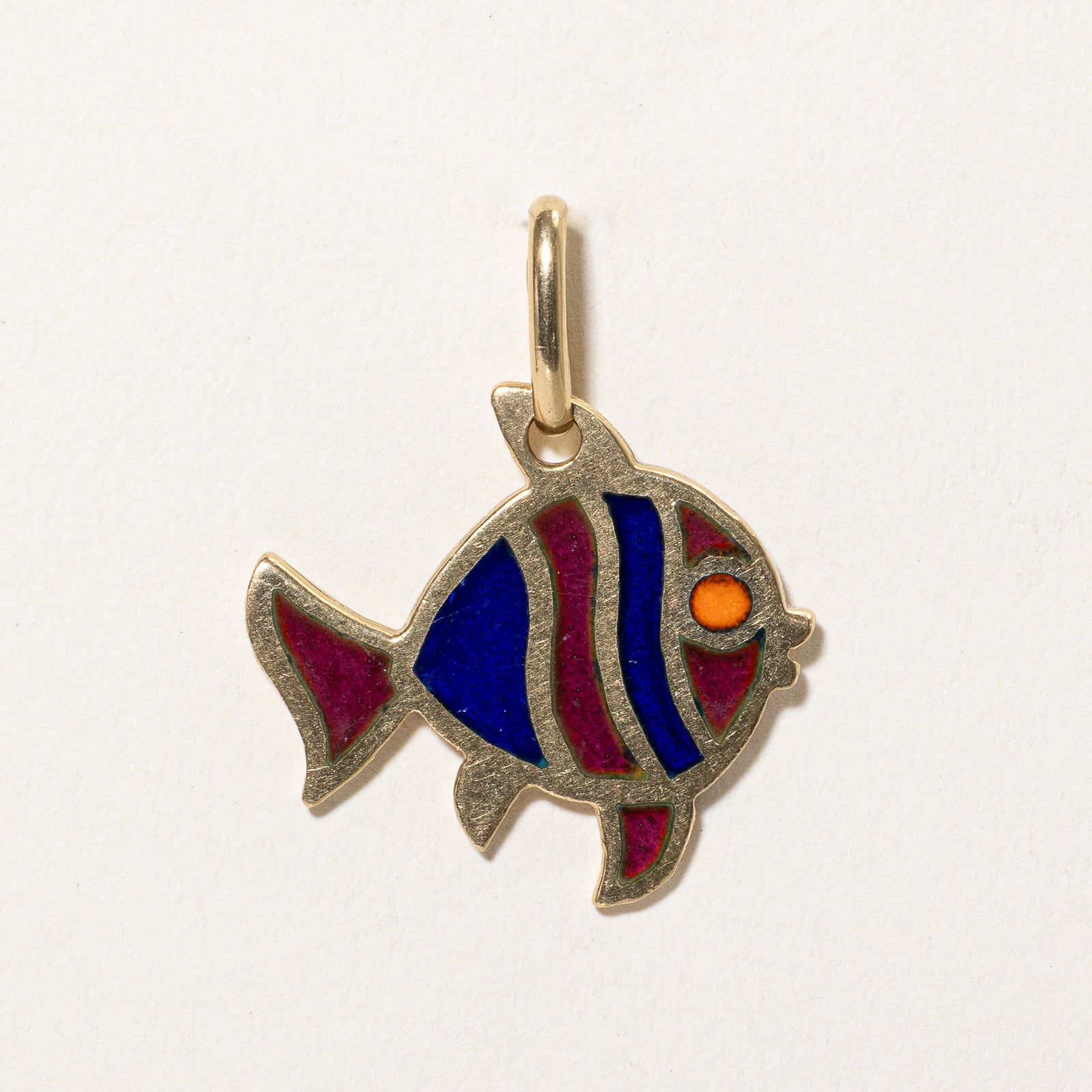 Italian 18k Yellow Gold & Enamel Fish Charm