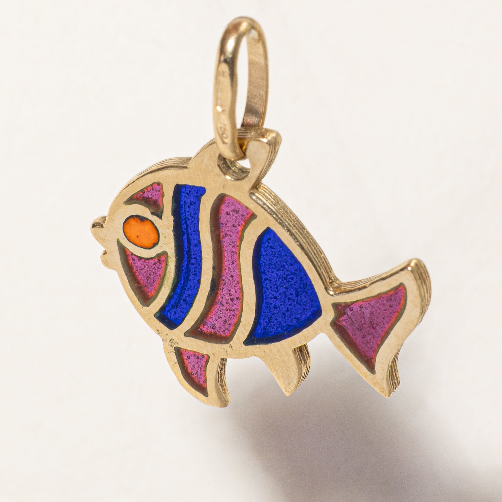 Italian 18k Yellow Gold & Enamel Fish Charm