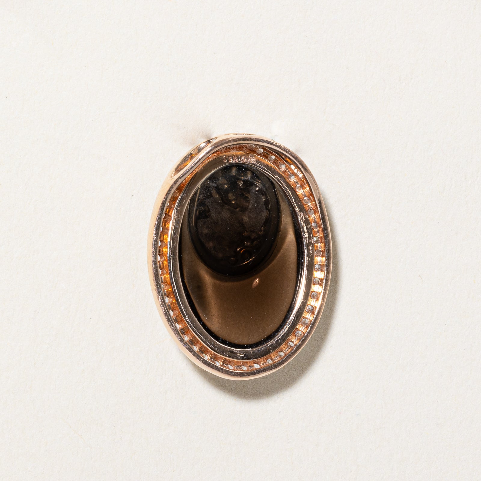Oval Smoky Quartz & Diamond Halo Pendant | 6.60ct, 0.55ctw
