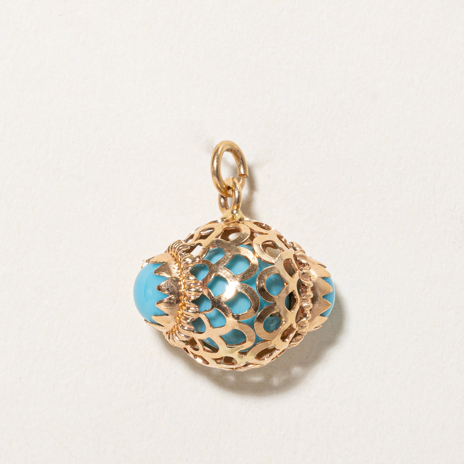 Blue Paste Glass Cage Charm Pendant | 7.00ct