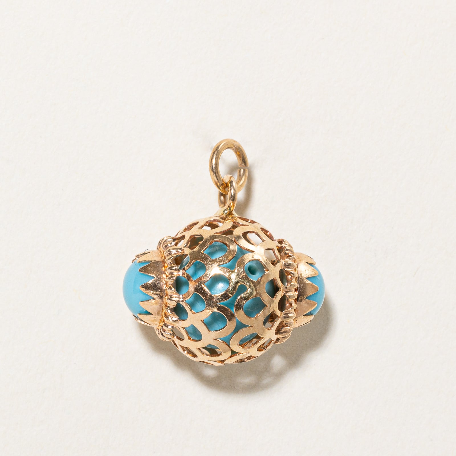 Blue Paste Glass Cage Charm Pendant | 7.00ct