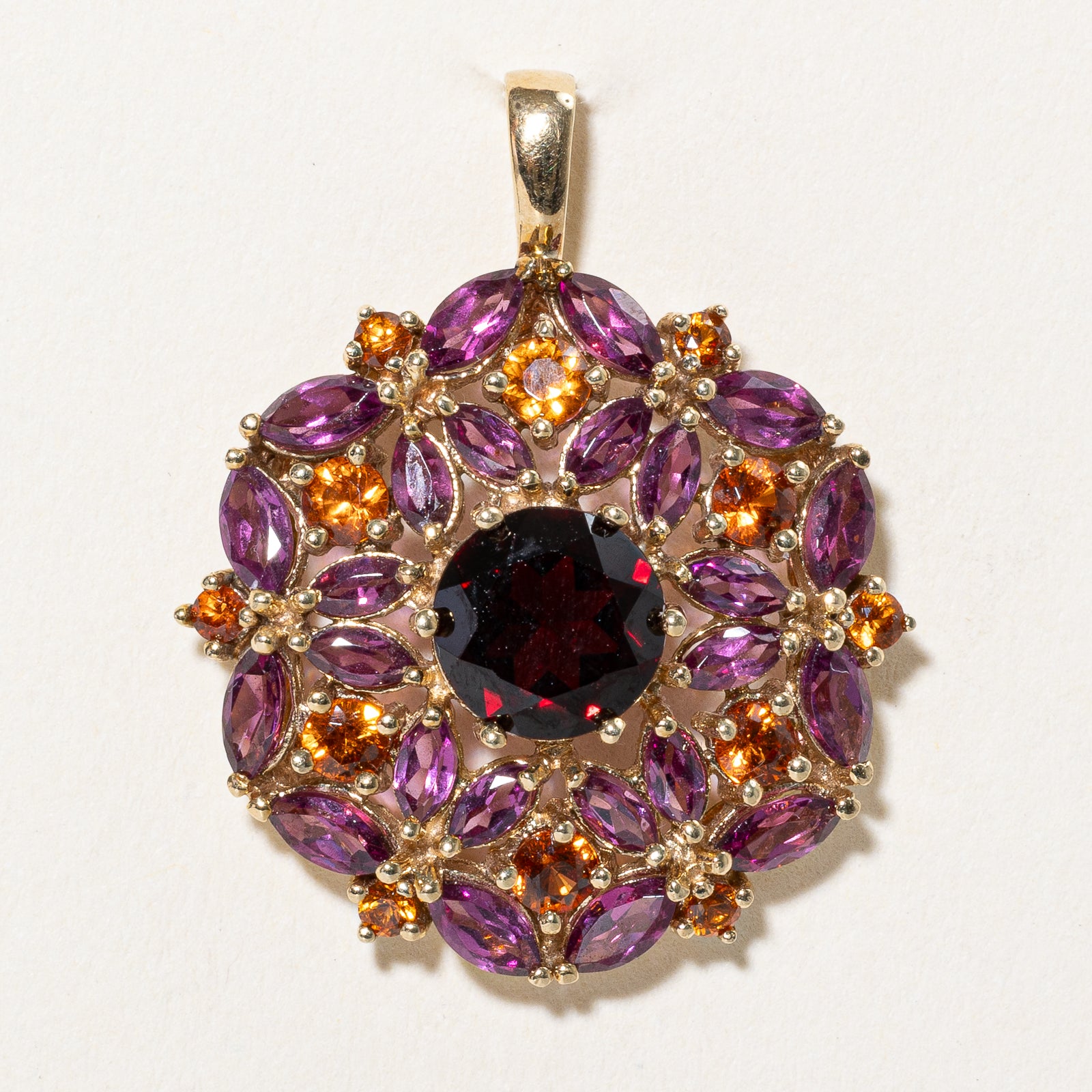 Garnet Floral Pendant | 6.50ctw