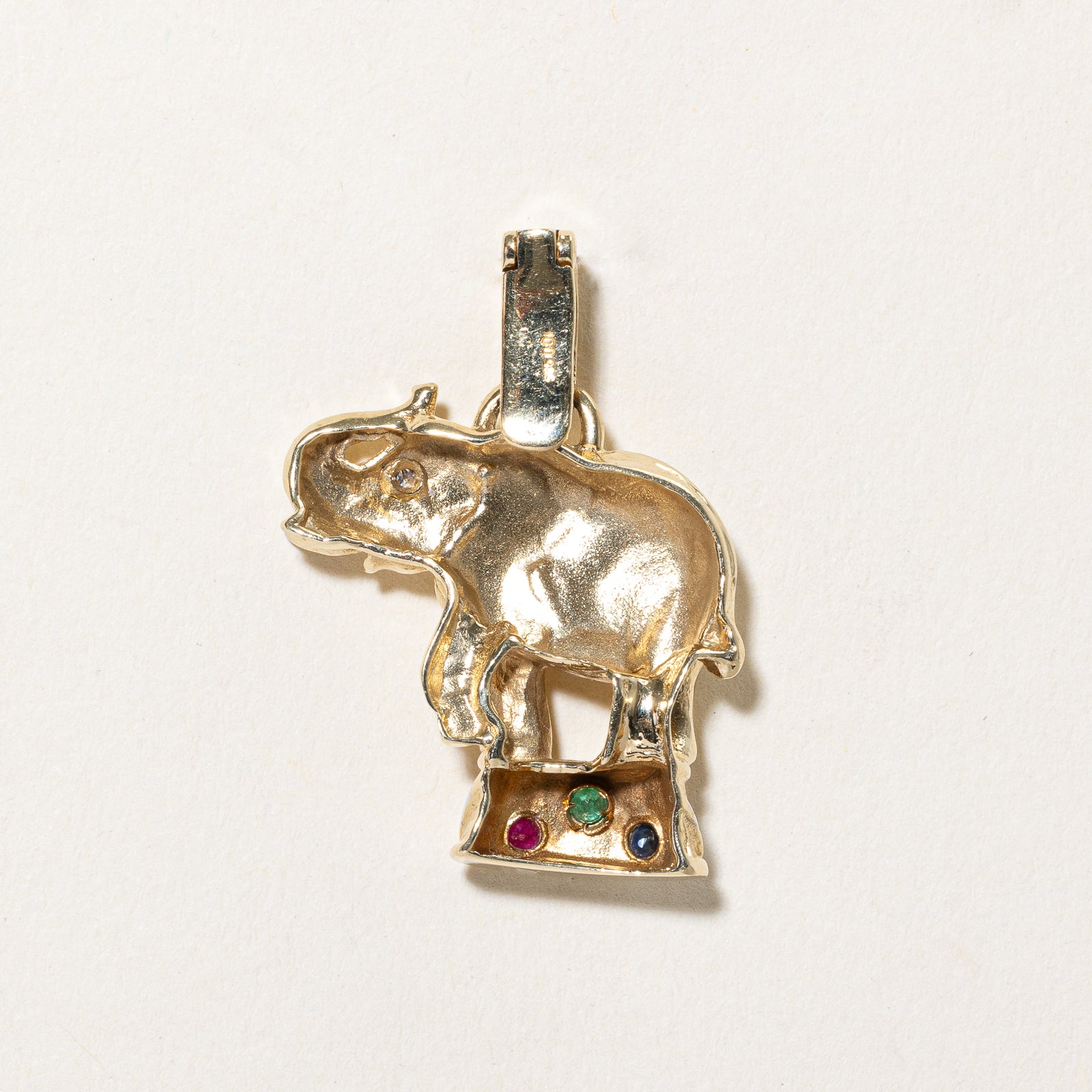 Multi Gemstone Circus Elephant Pendant | 0.08ctw, 0.01ct