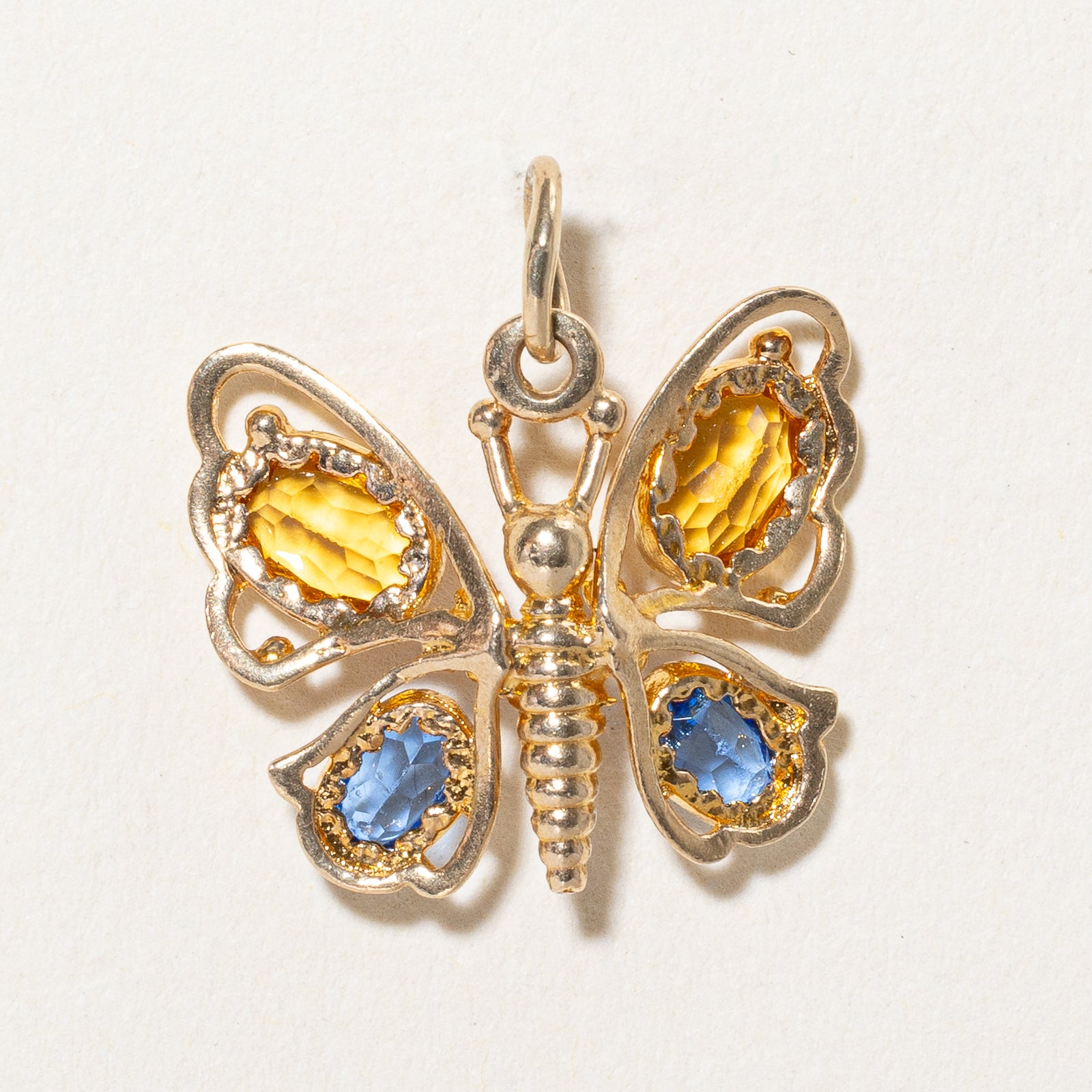 Blue & Yellow Paste Glass Butterfly Pendant | 1.20ctw