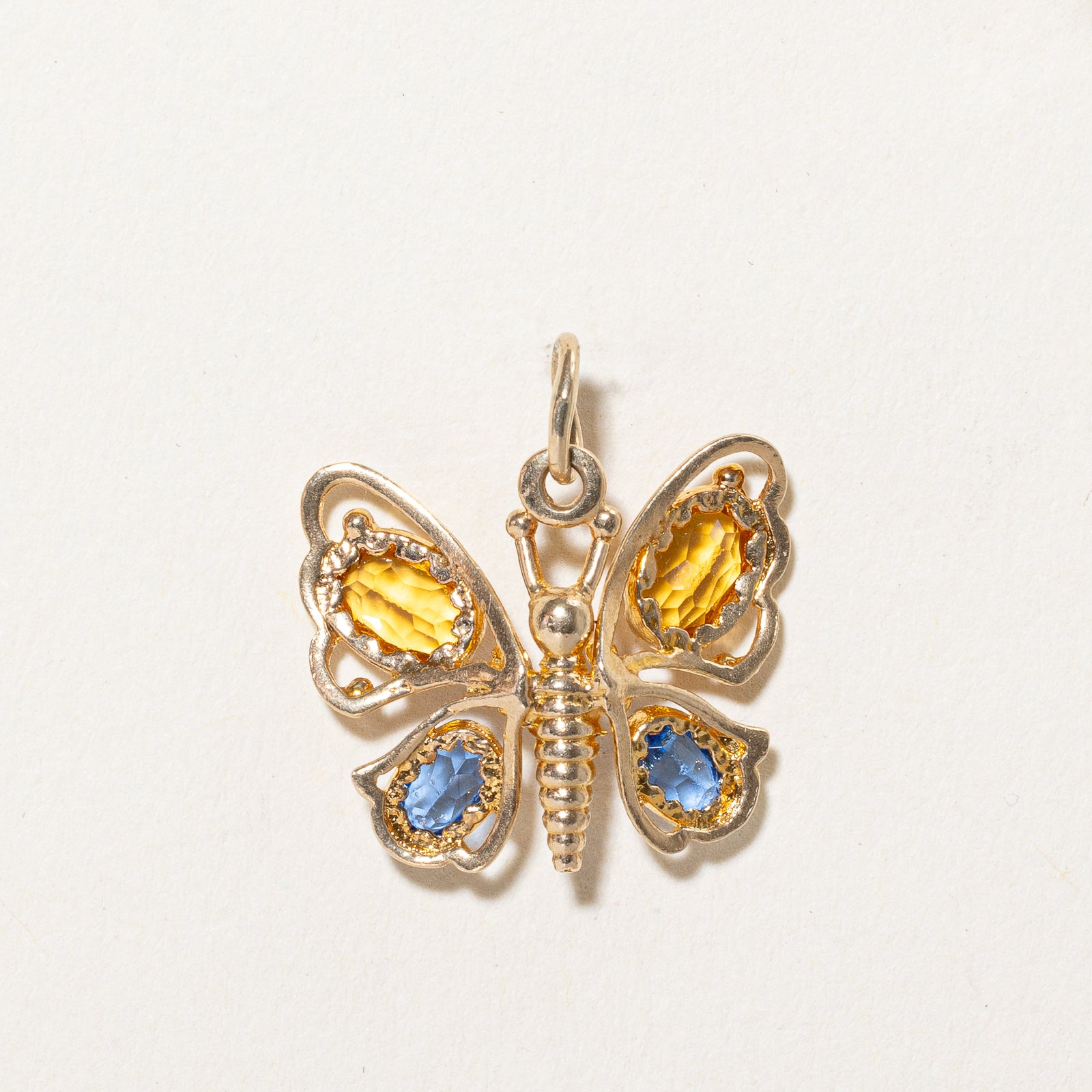 Blue & Yellow Paste Glass Butterfly Pendant | 1.20ctw