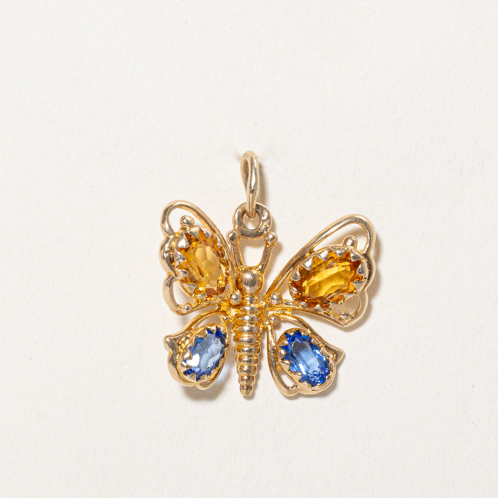 Blue & Yellow Paste Glass Butterfly Pendant | 1.20ctw