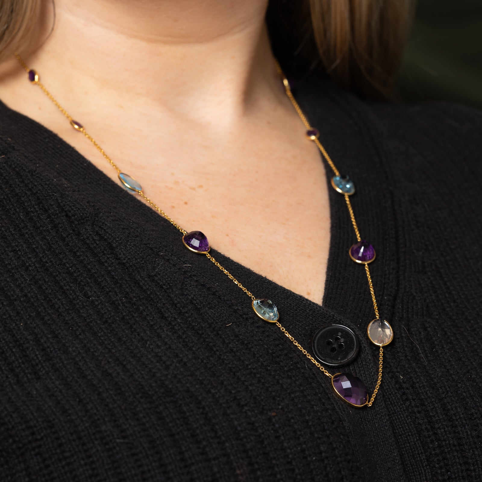 Multi Gemstone Necklace | 27.00ctw, 16.00ctw, 7.00ct | 26" |