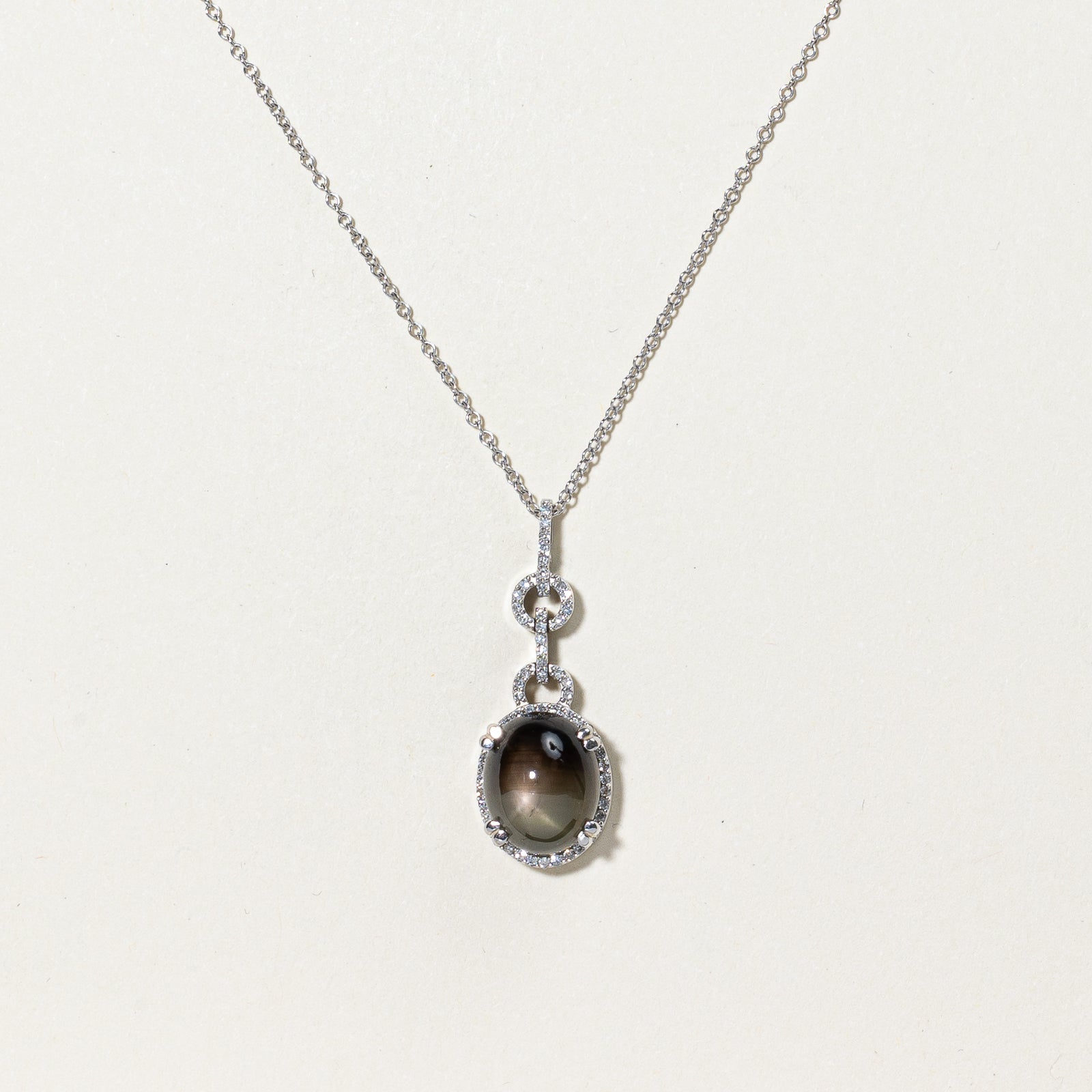 Chatoyant Sapphire & Diamond Pendant & Necklace | 7.50ct, 0.17ctw | 16" |
