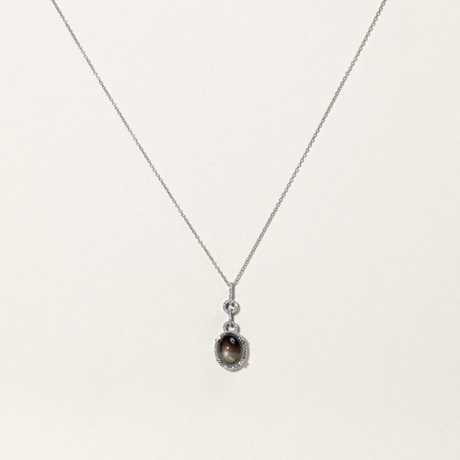Chatoyant Sapphire & Diamond Pendant & Necklace | 7.50ct, 0.17ctw | 16" |