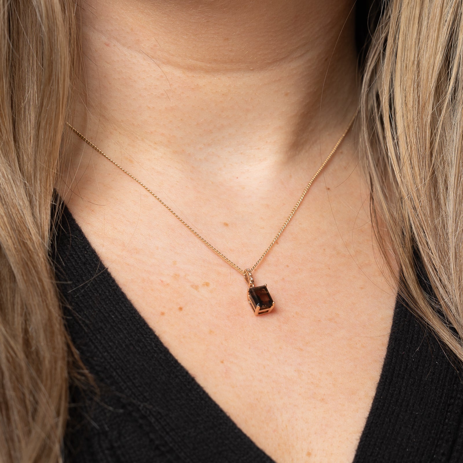 Pendentif en quartz fumé et diamants | 1,30 ct, 0,01 ct au total |