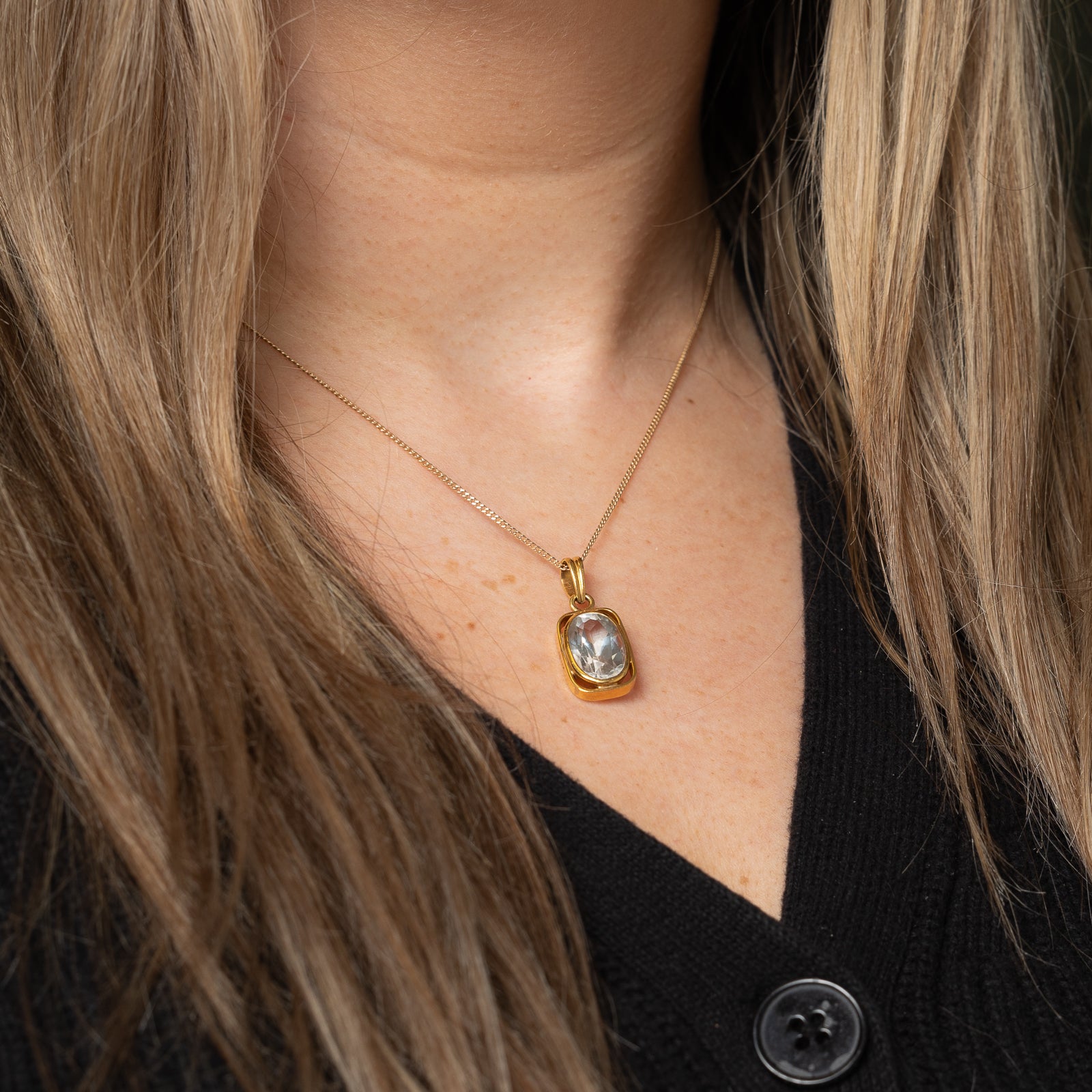 Bezel Set Oval Cut Topaz Pendant | 7.00ctw |