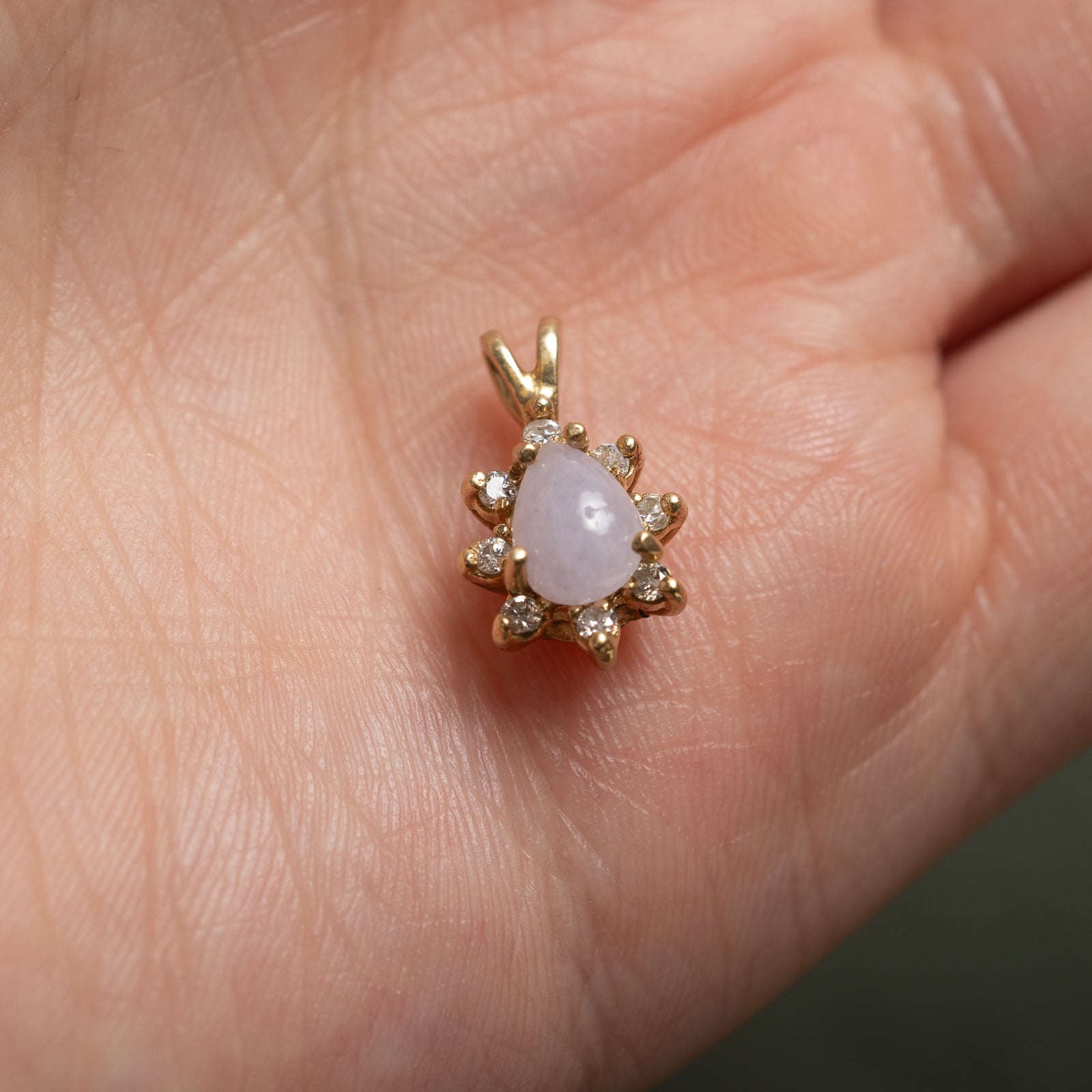 Jadeite & Diamond Petal Pendant | 0.10ct, 0.09ctw |