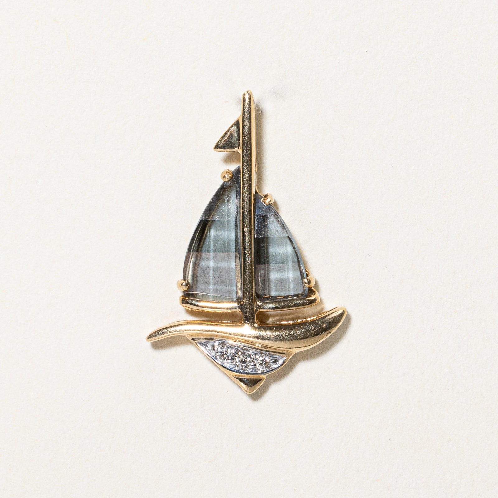 Smokey Quartz & Diamond Sailboat Pendant | 1.50ctw, 0.01ctw |