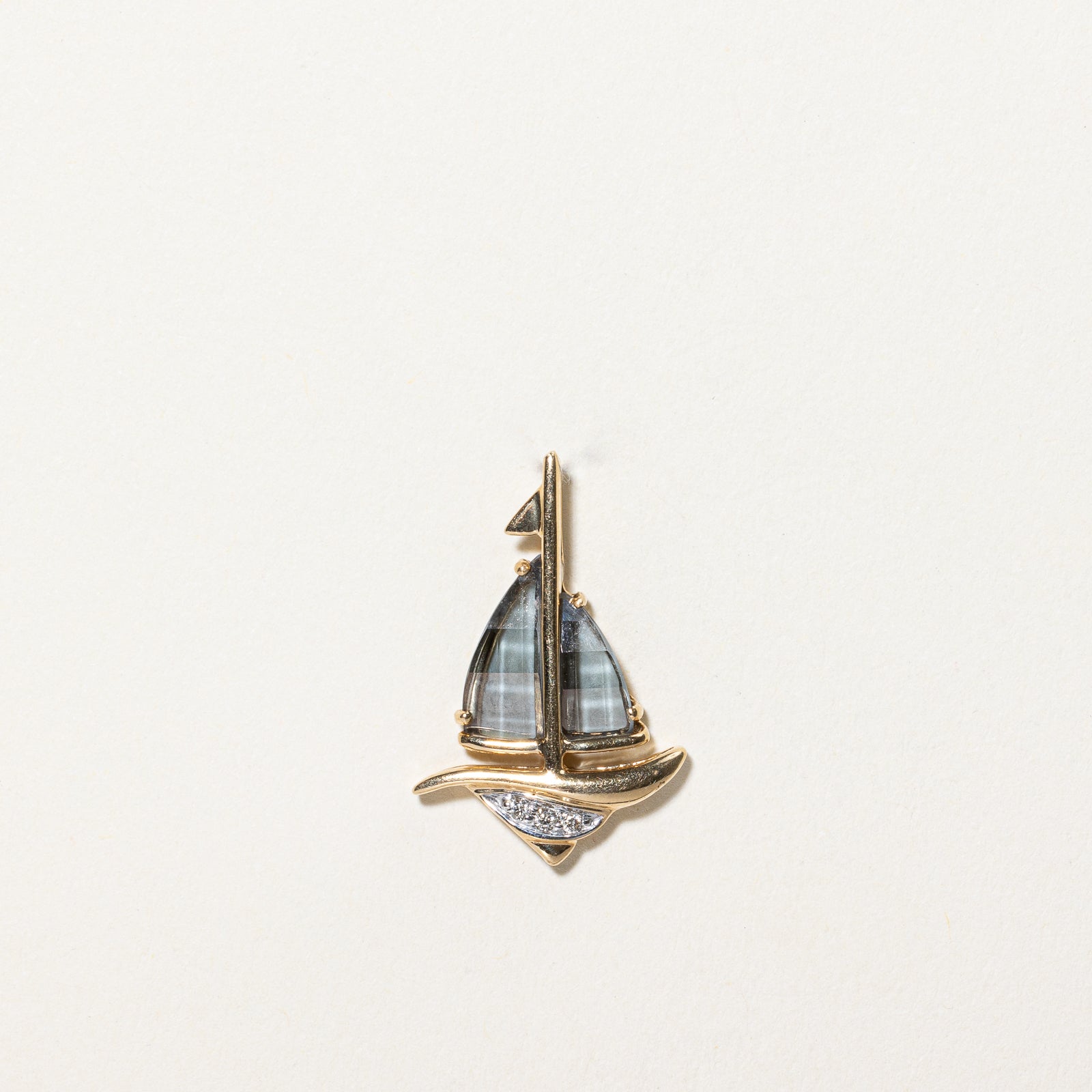 Smokey Quartz & Diamond Sailboat Pendant | 1.50ctw, 0.01ctw |