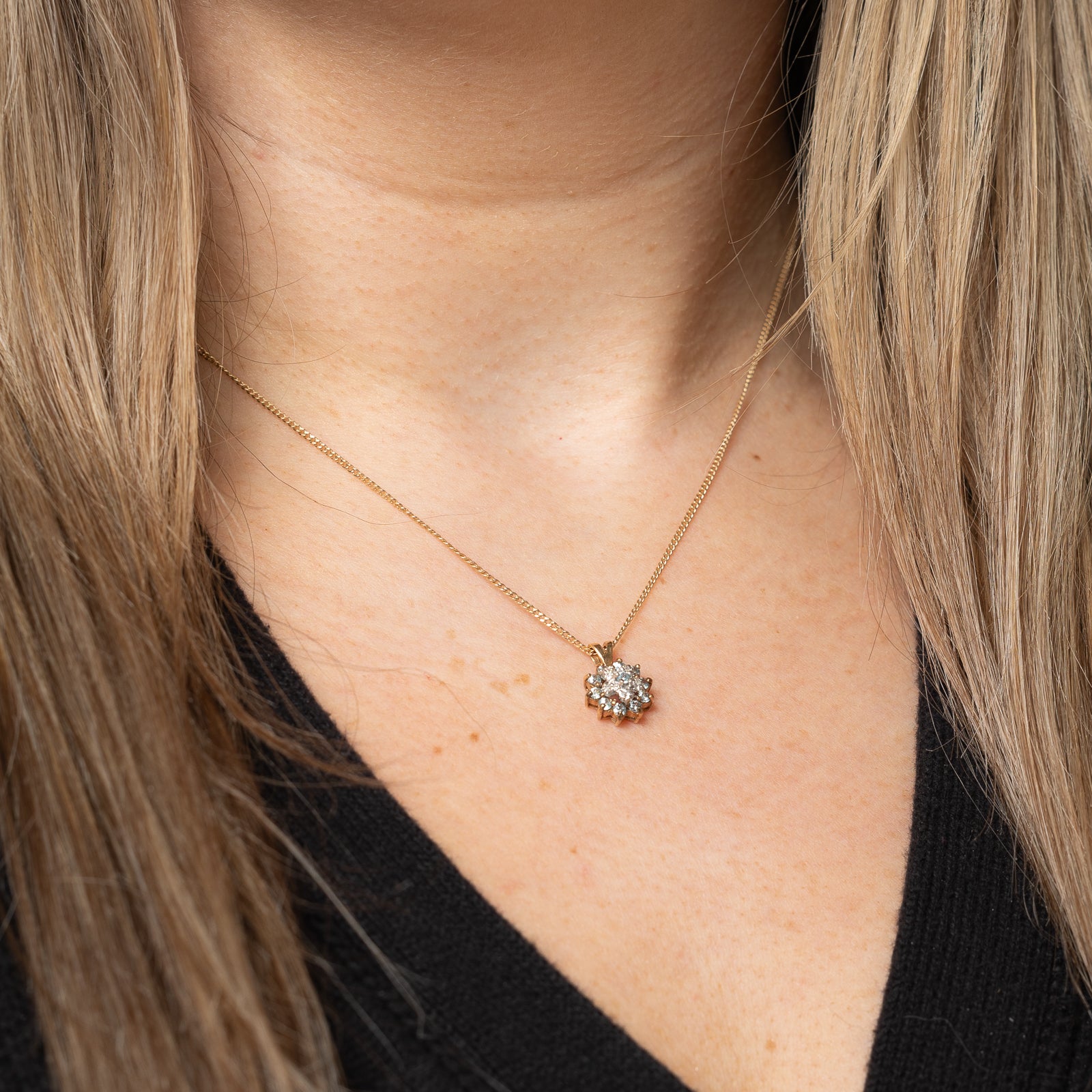 Topaz & Diamond Cluster Pendant | 0.20ctw, 0.005ctw |