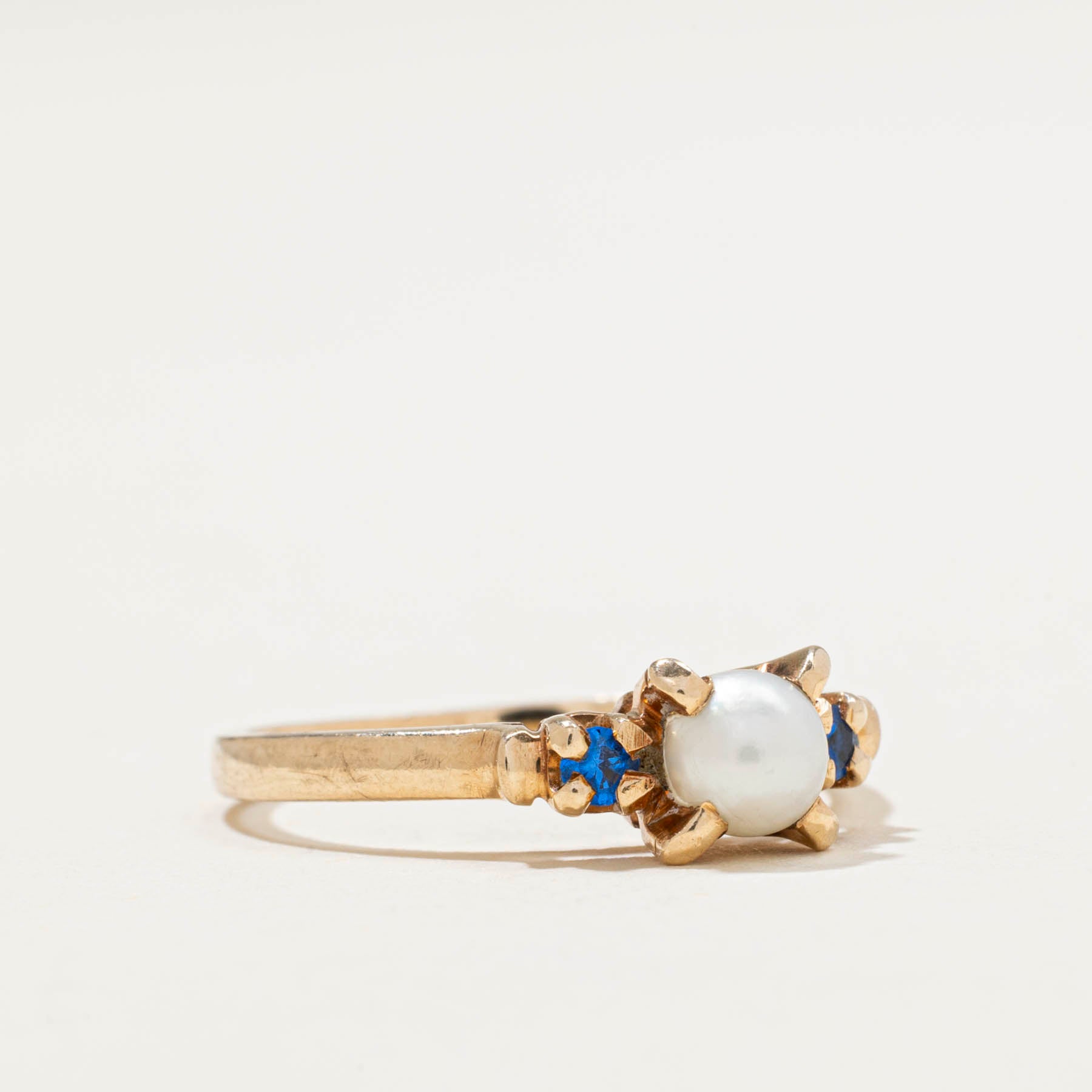Pearl & Synthetic Spinel Ring | 0.06ctw | SZ 6