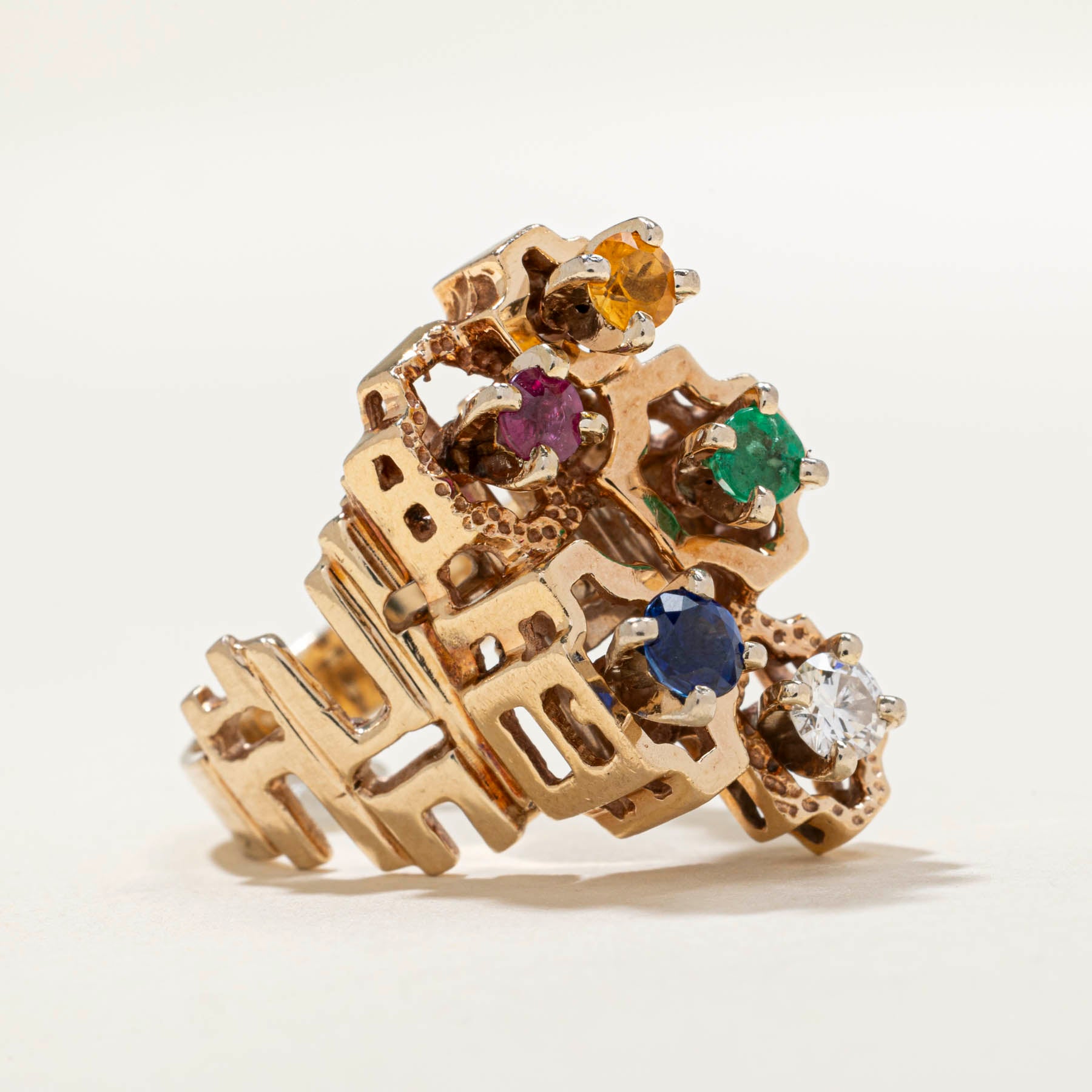 Multi Gemstone Abstract Cocktail Ring | 0.20ct, 0.93ctw | SZ 7