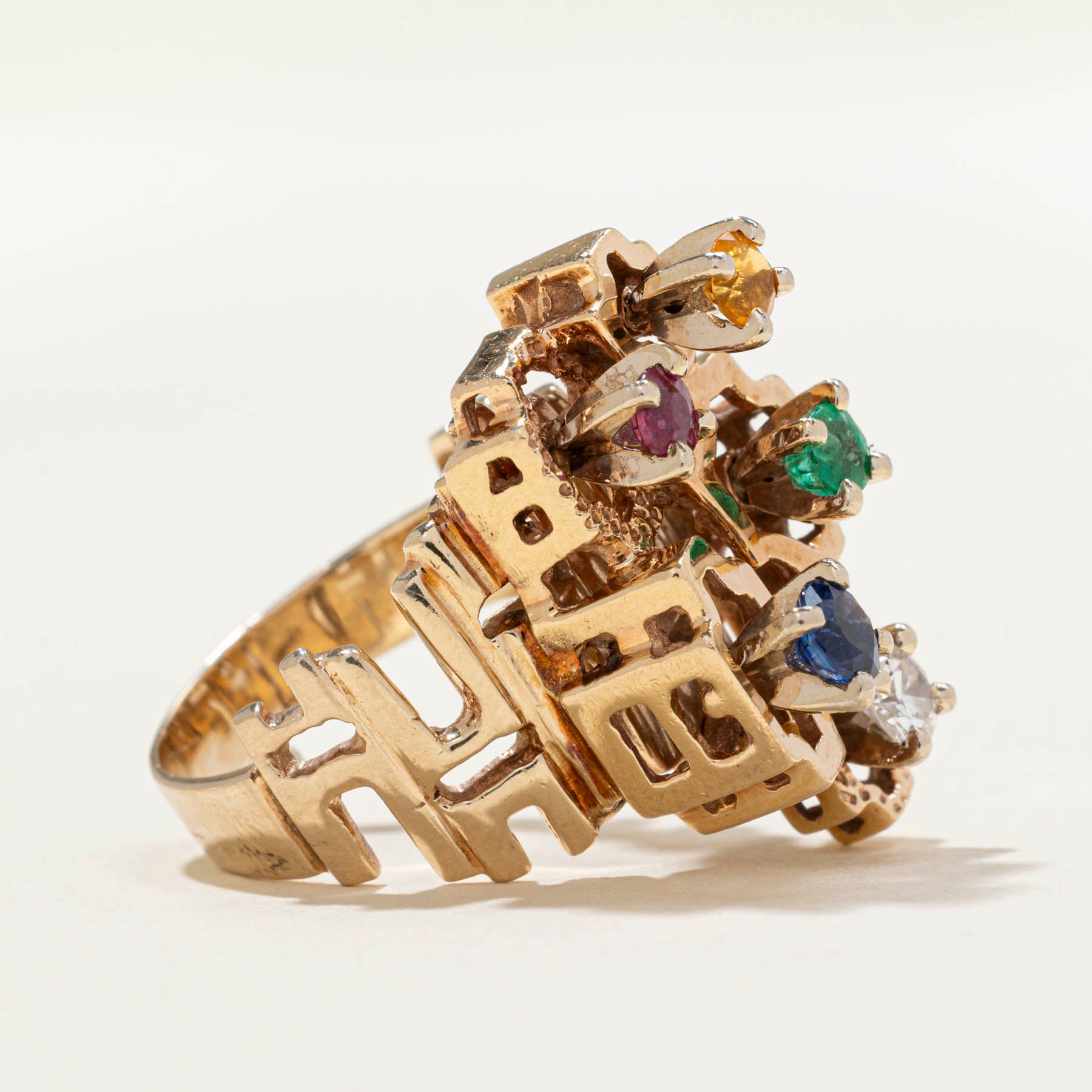 Multi Gemstone Abstract Cocktail Ring | 0.20ct | SZ 7