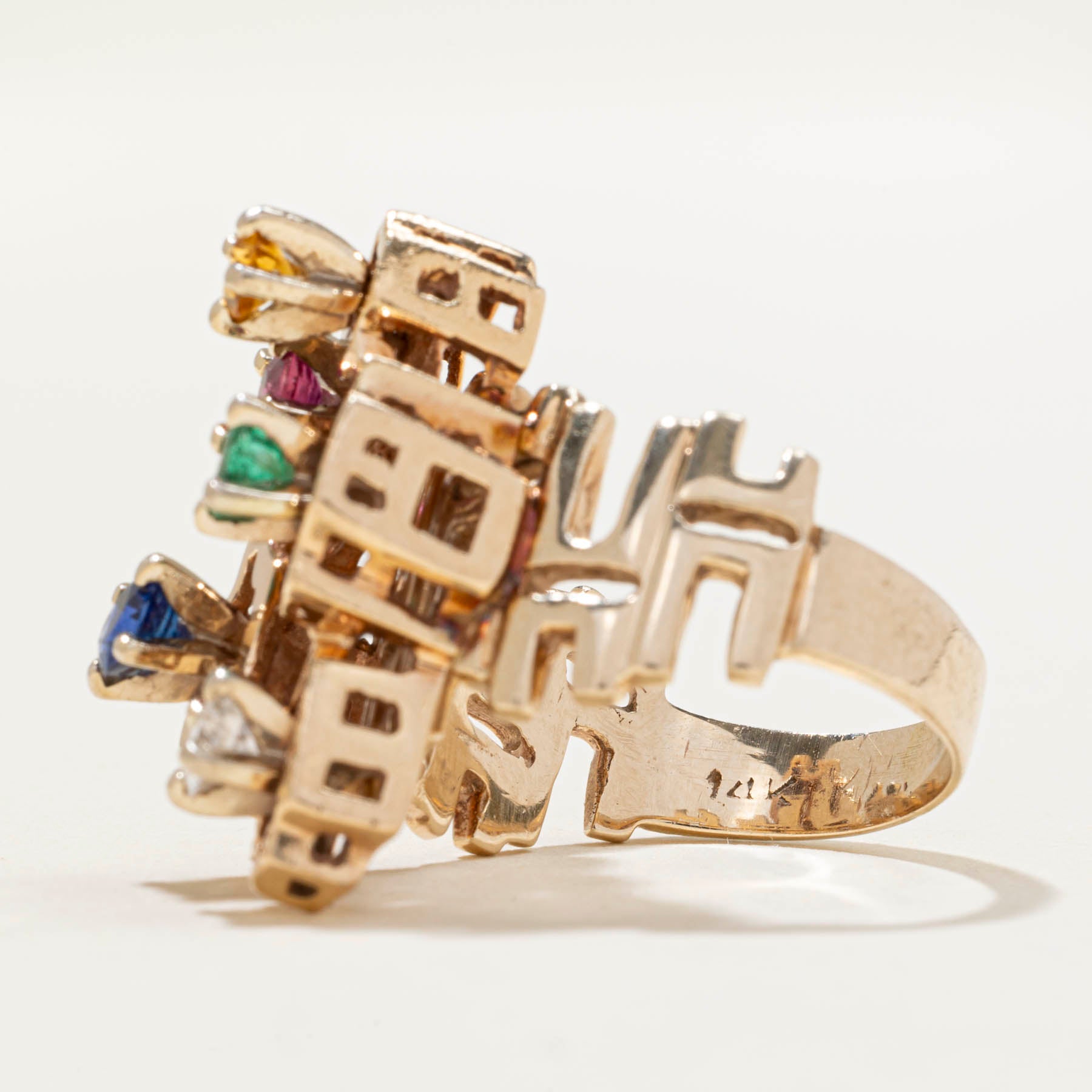 Multi Gemstone Abstract Cocktail Ring | 0.20ct | SZ 7