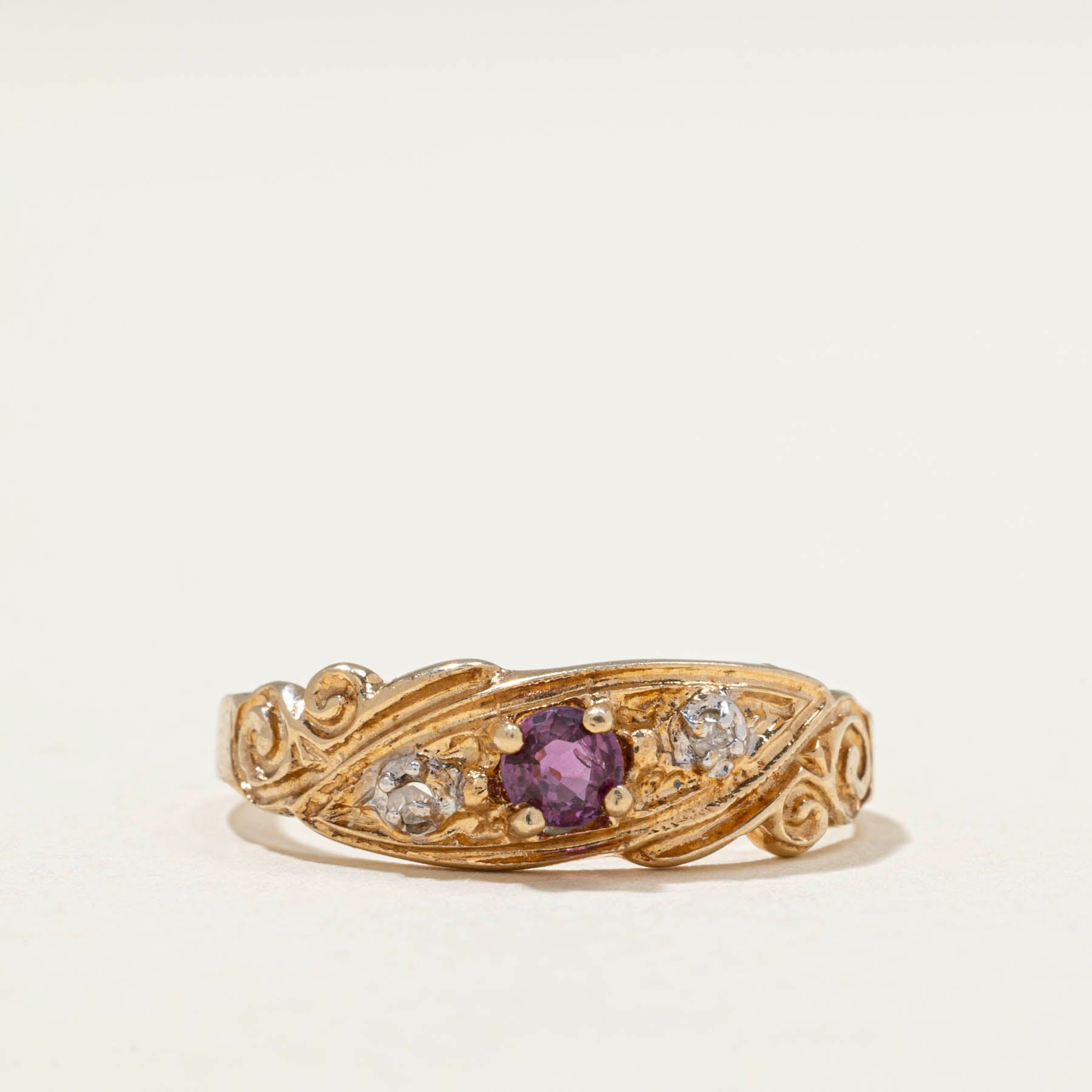 Ruby & Diamond Textured Ring | 0.16ct | 0.01ctw | SZ 7
