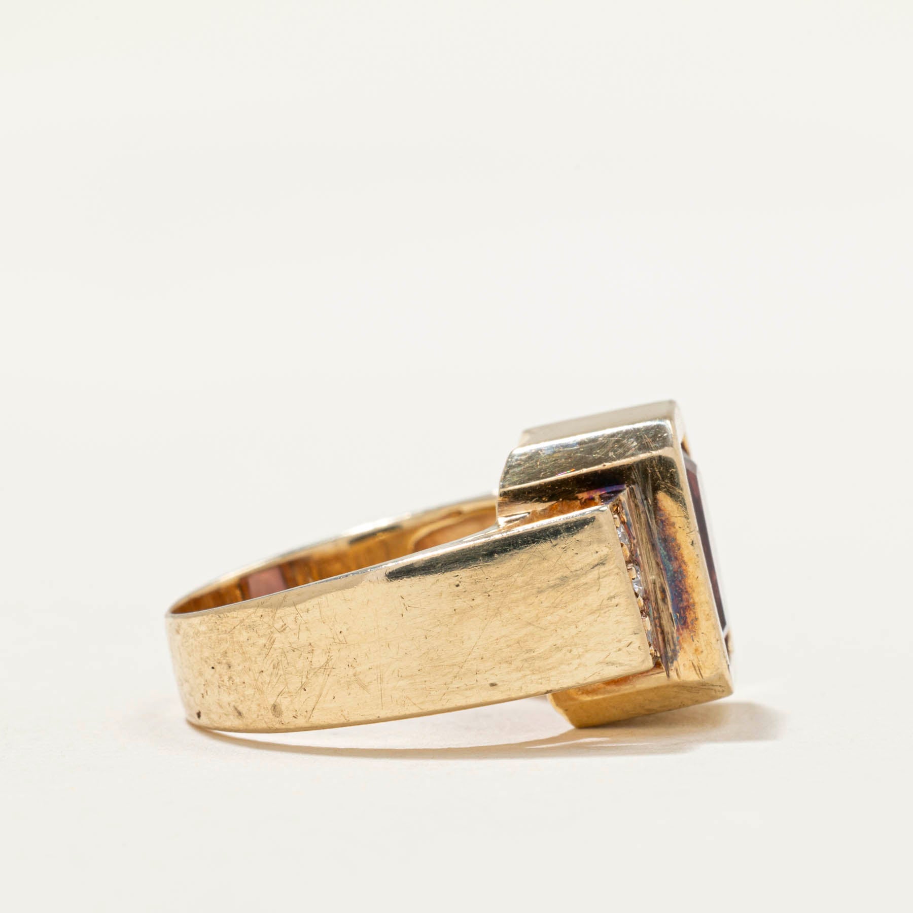 Synthetic Sapphire & Natural Diamond Cocktail Ring | 3.30ct | 0.08ctw | SZ 5.25