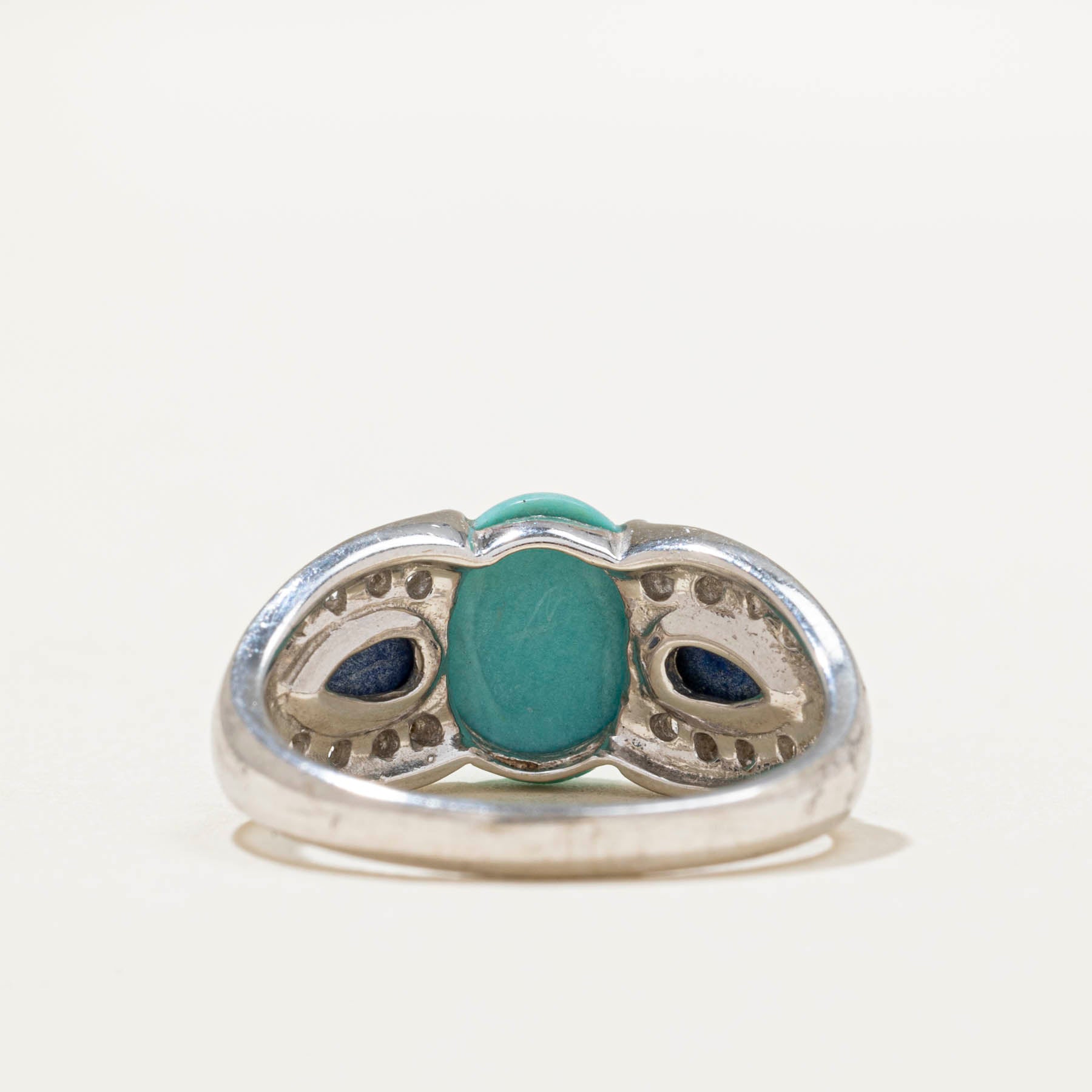 Amazonite, Dyed Lapis & Diamond Ring | 1.90ctw | 0.05ctw | SZ 5.5