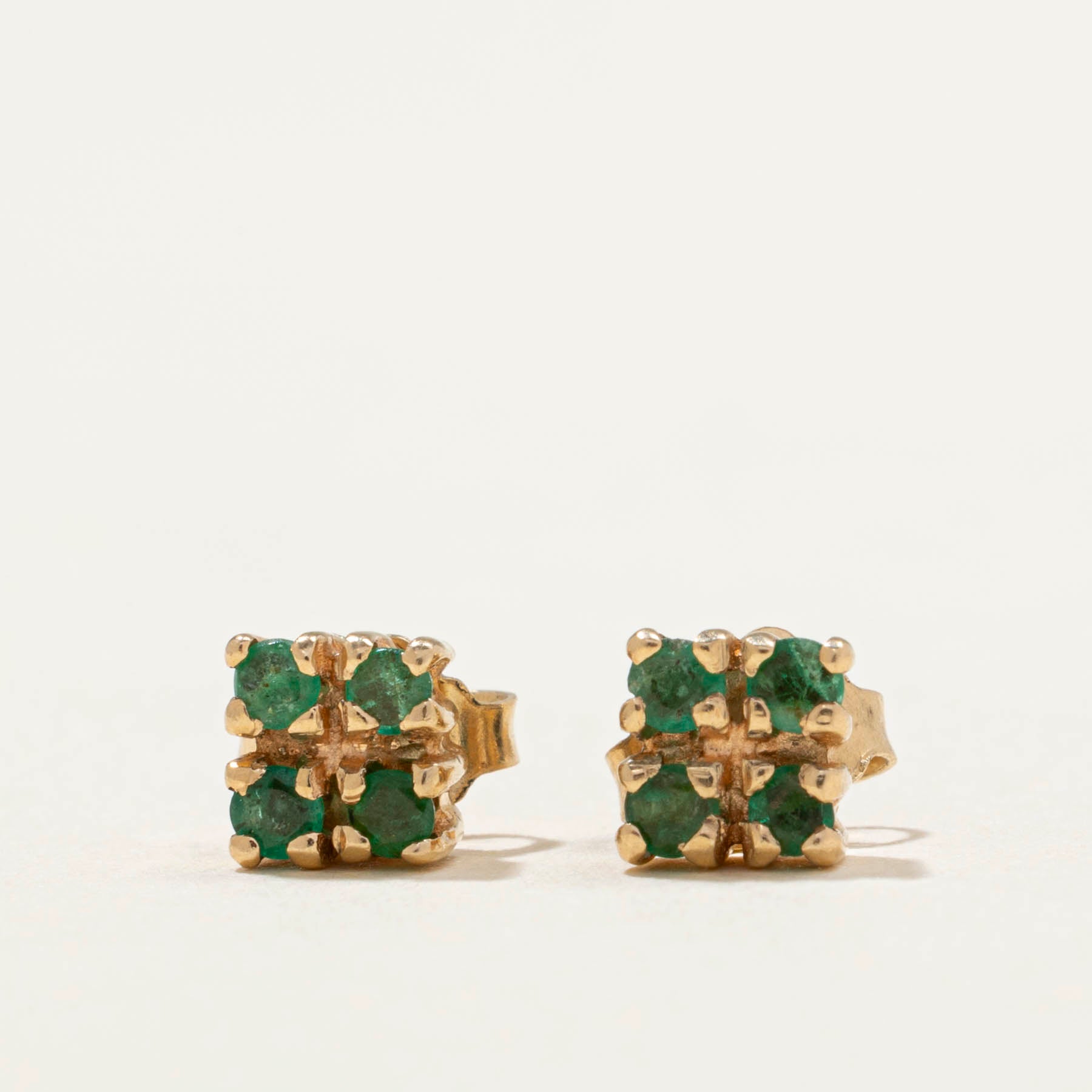 Emerald Cluster Stud Earrings | 0.08ctw