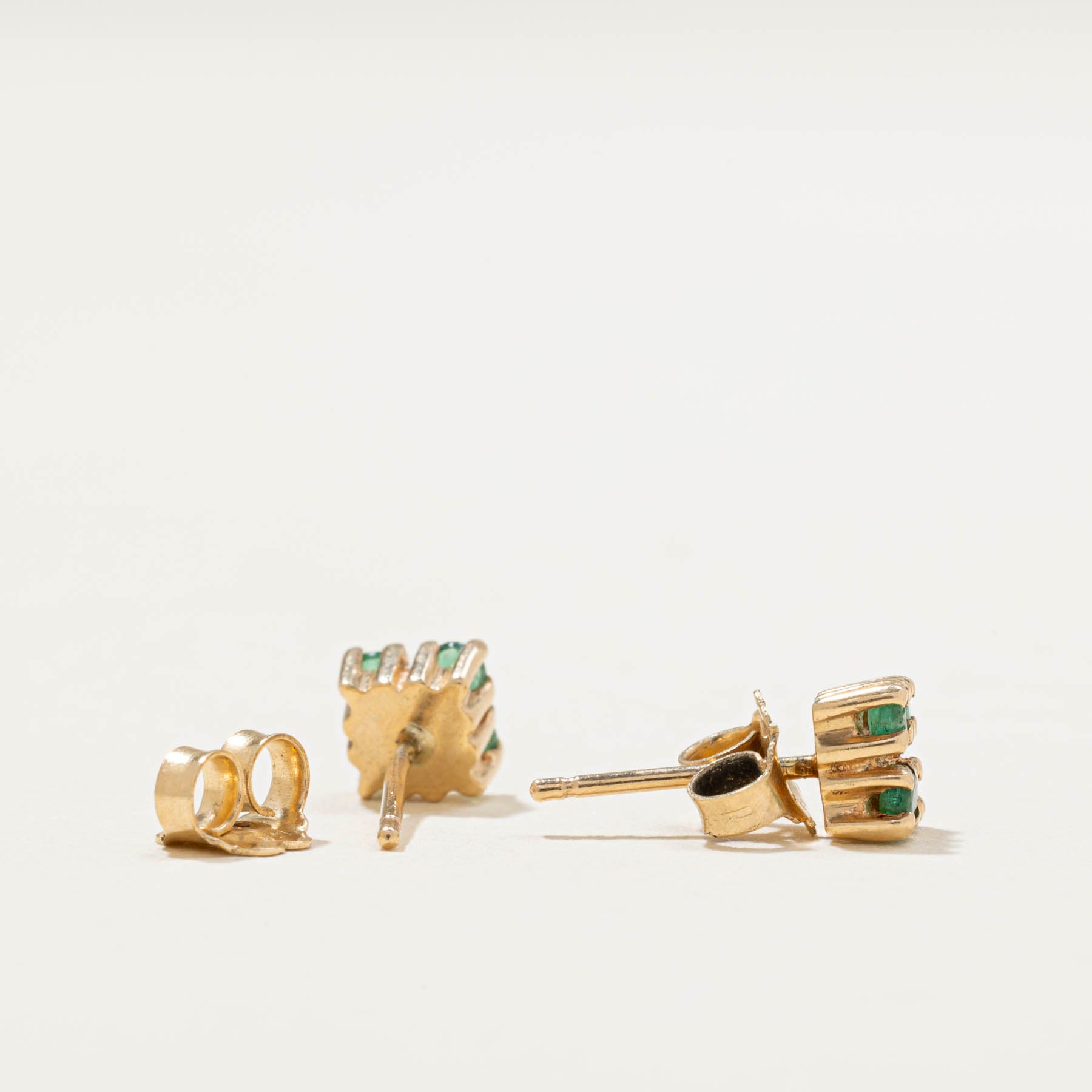 Emerald Cluster Stud Earrings | 0.08ctw