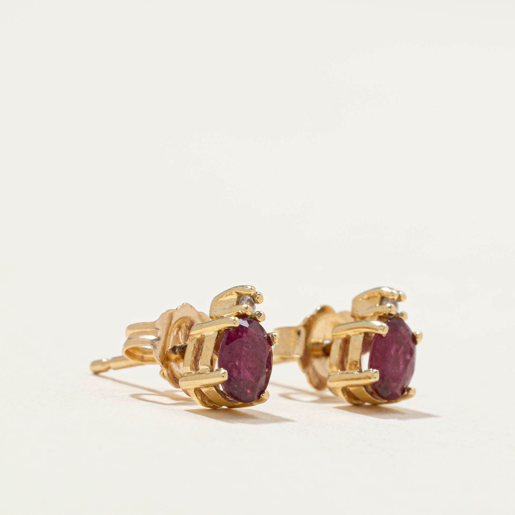 Ruby & Diamond Stud Earrings | 0.01ctw | 0.72ctw