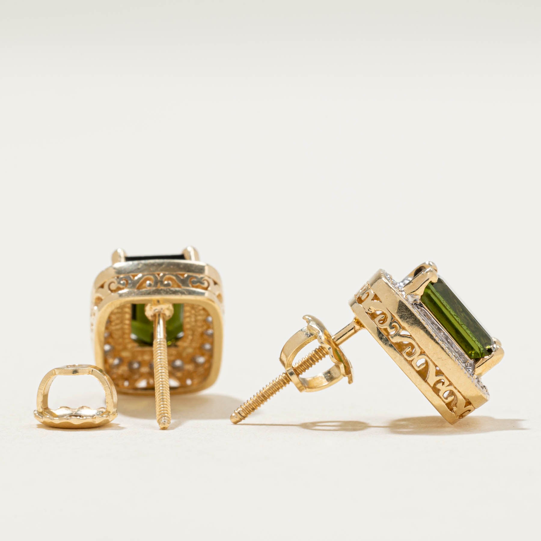 Tourmaline & Diamond Halo Stud Earrings | 2.60ctw | 0.25ctw |