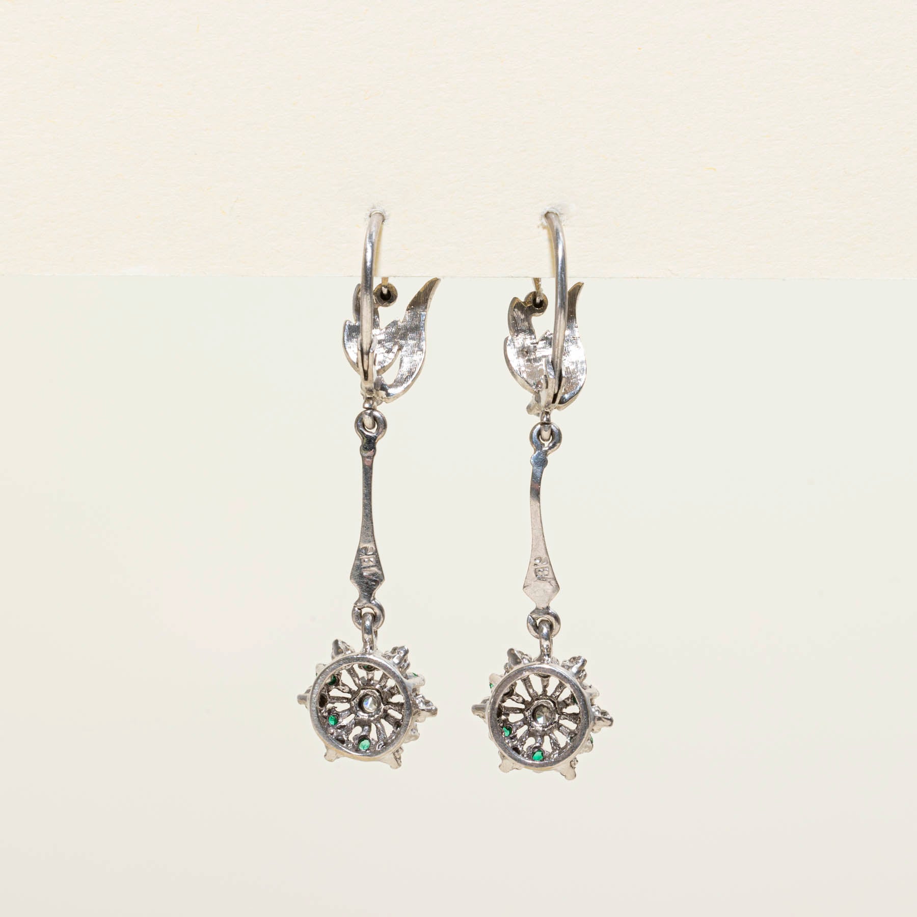 Diamond & Emerald Drop Earrings | 0.21ctw | 0.05ctw