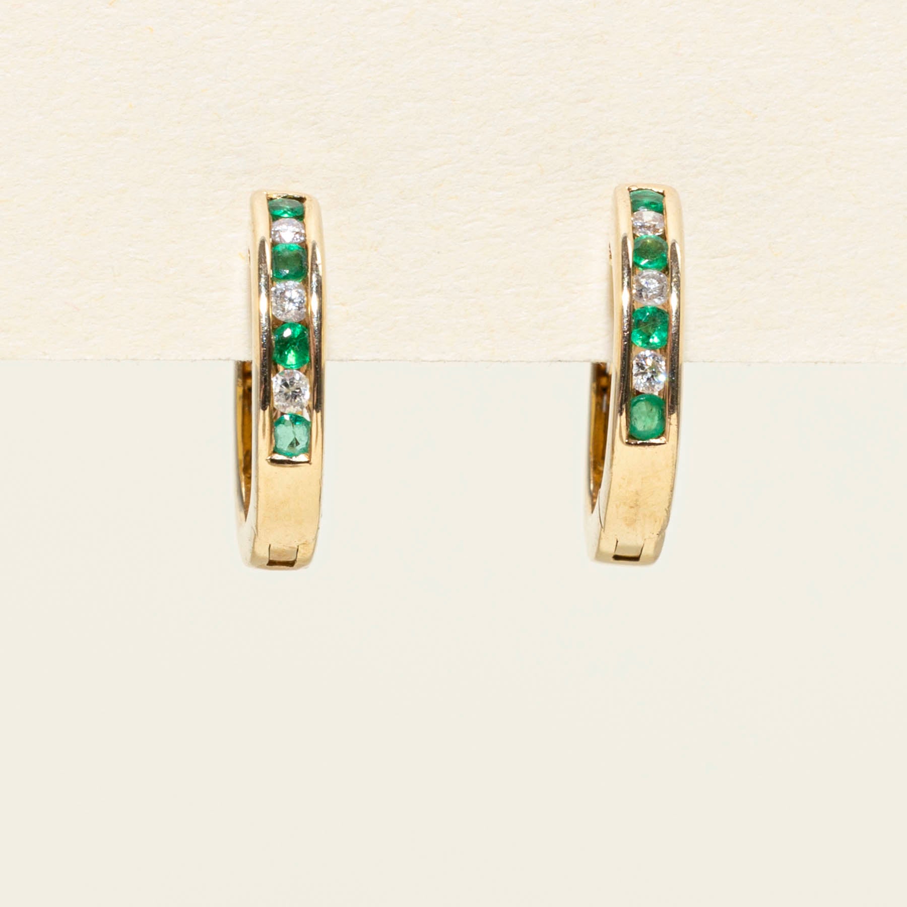 Emerald & Diamond Huggie Earrings | 0.11ctw | 0.09ctw |