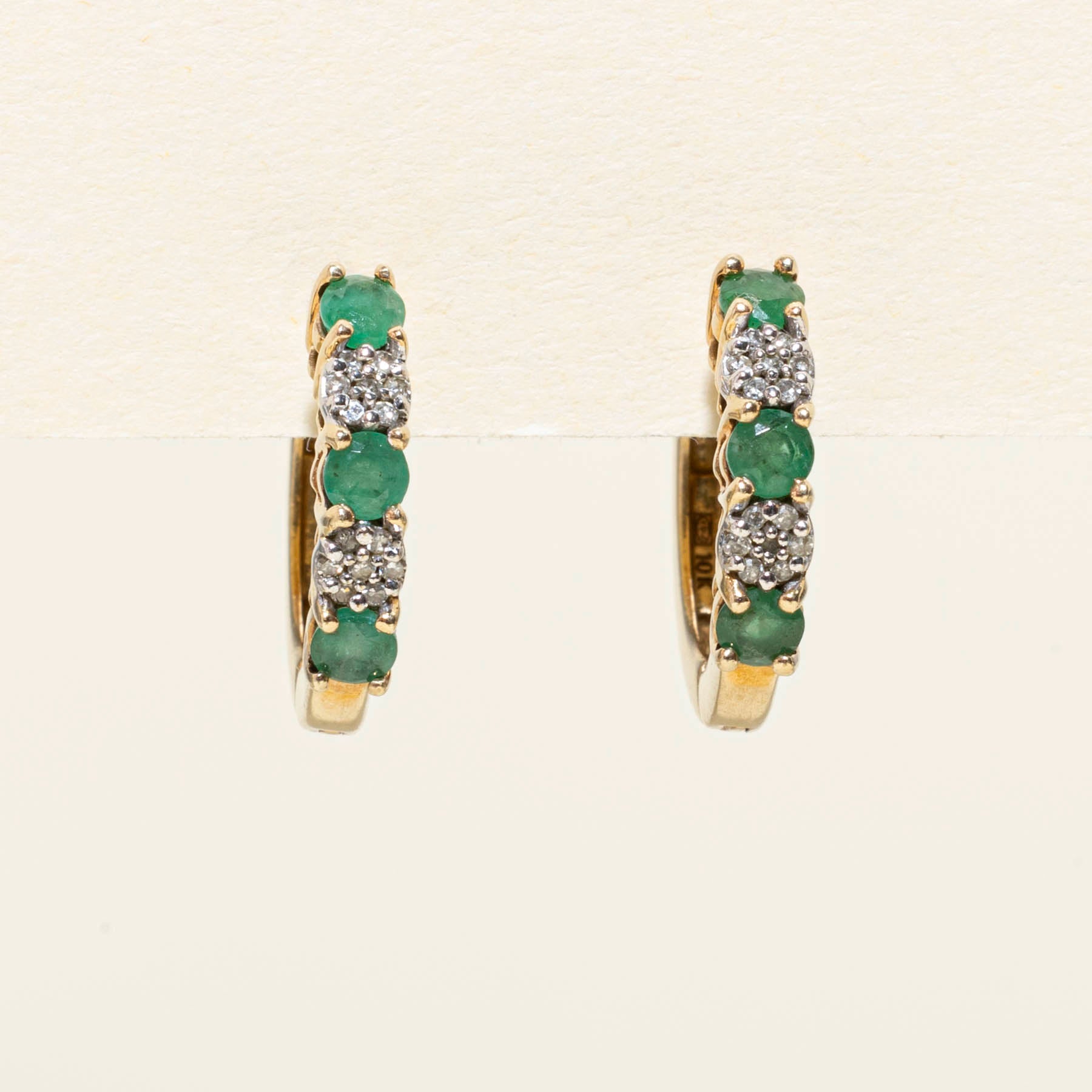 Emerald & Diamond Huggie Earrings | 0.50ctw | 0.11ctw |