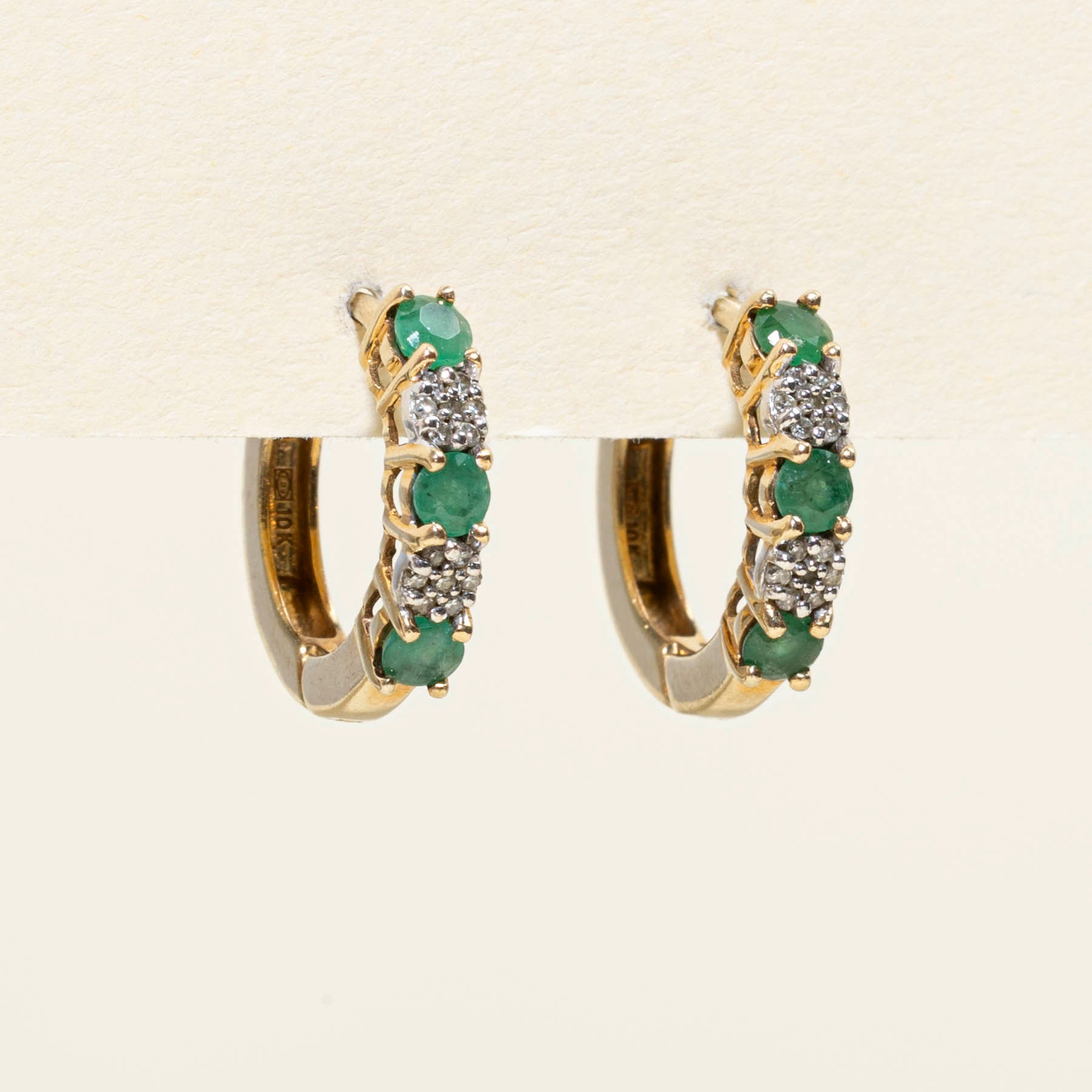 Emerald & Diamond Huggie Earrings | 0.50ctw | 0.11ctw |