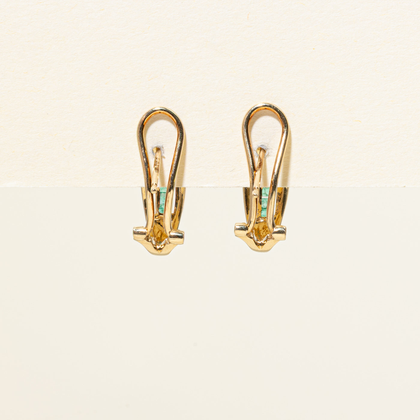 Emerald & Diamond Omega Back Earrings | 0.15ctw | 0.20ctw |