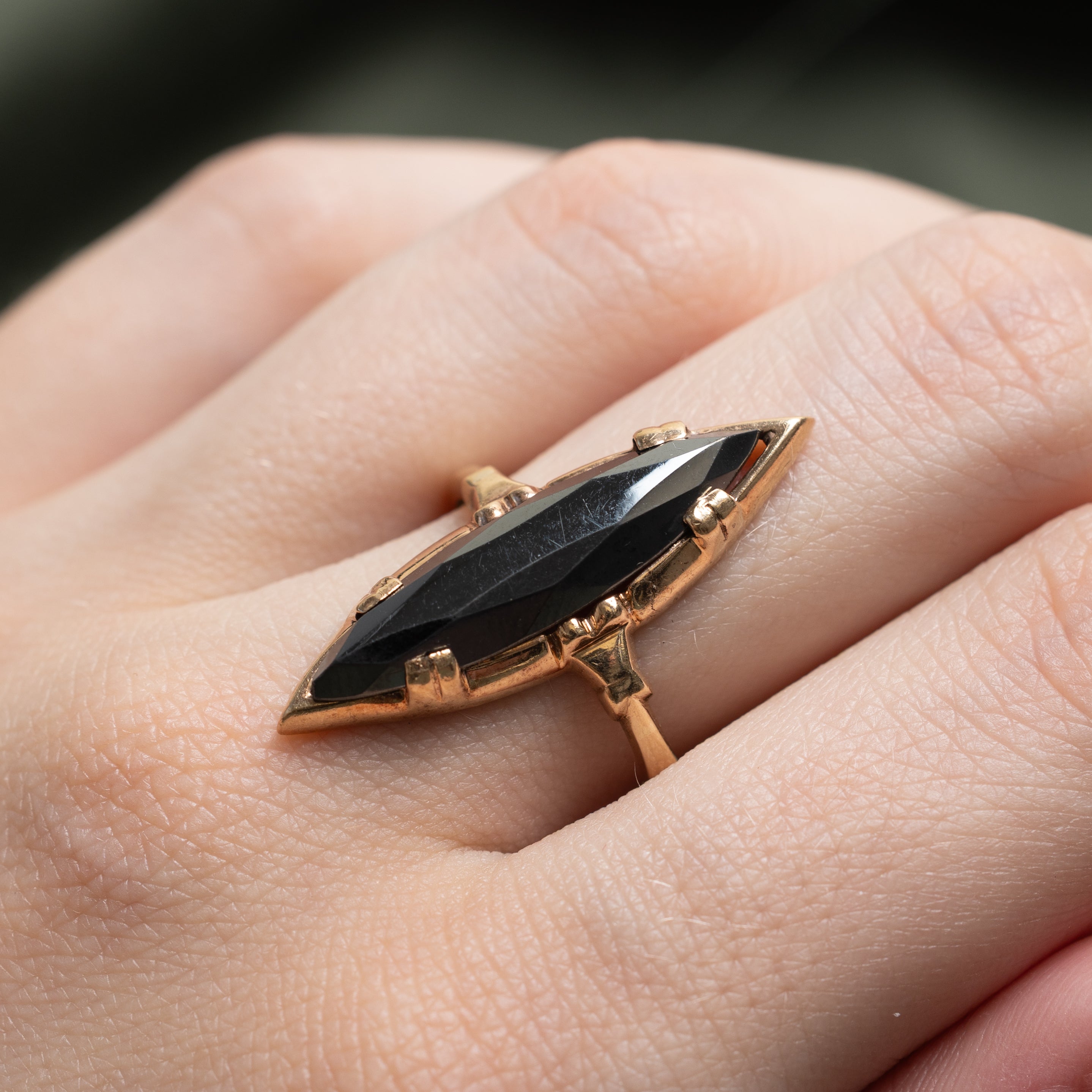 Hematite Navette Ring | 3.84ct | SZ 9