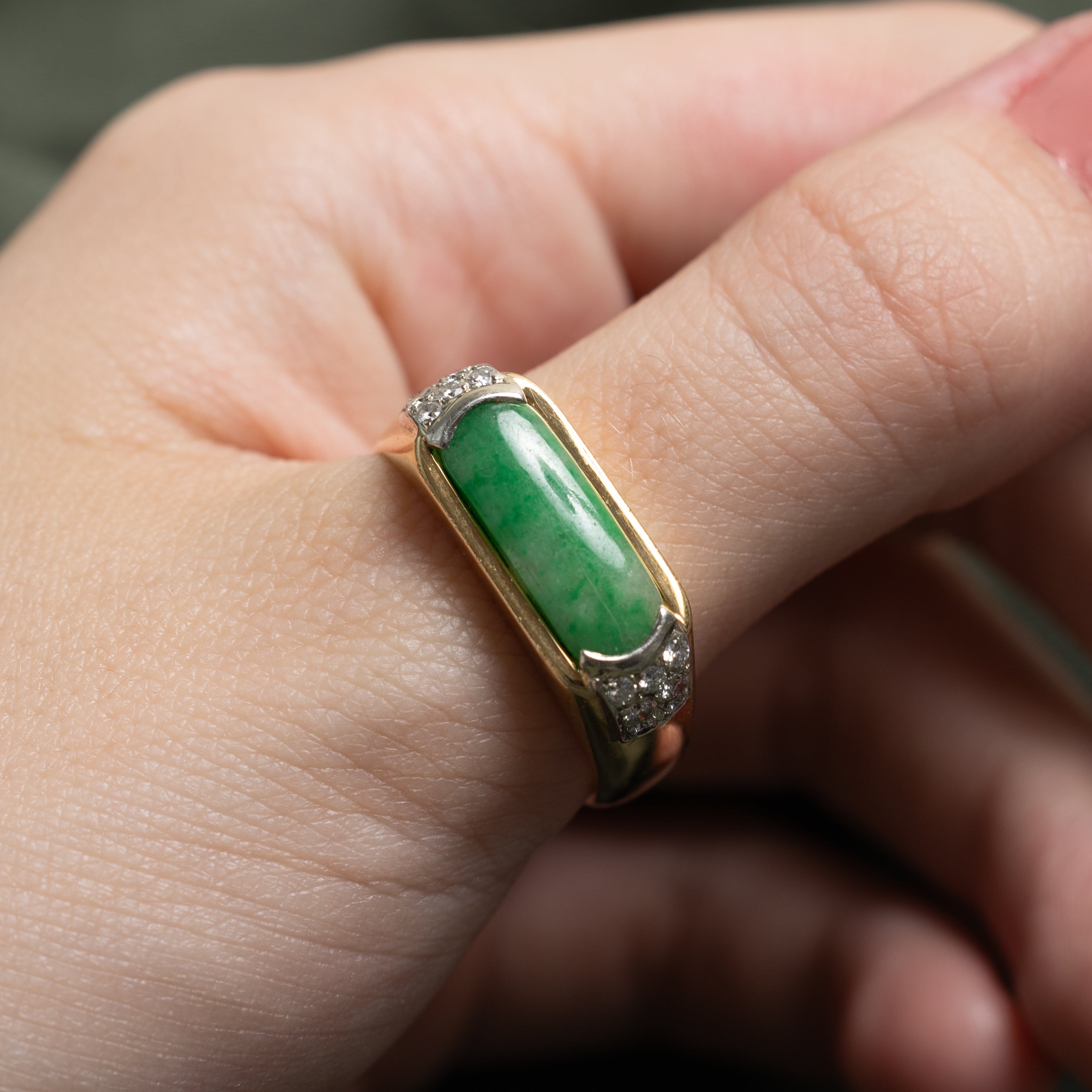 18k East West Jadeite & Diamond Ring | 2.24ct, 0.36ctw | SZ 11.5