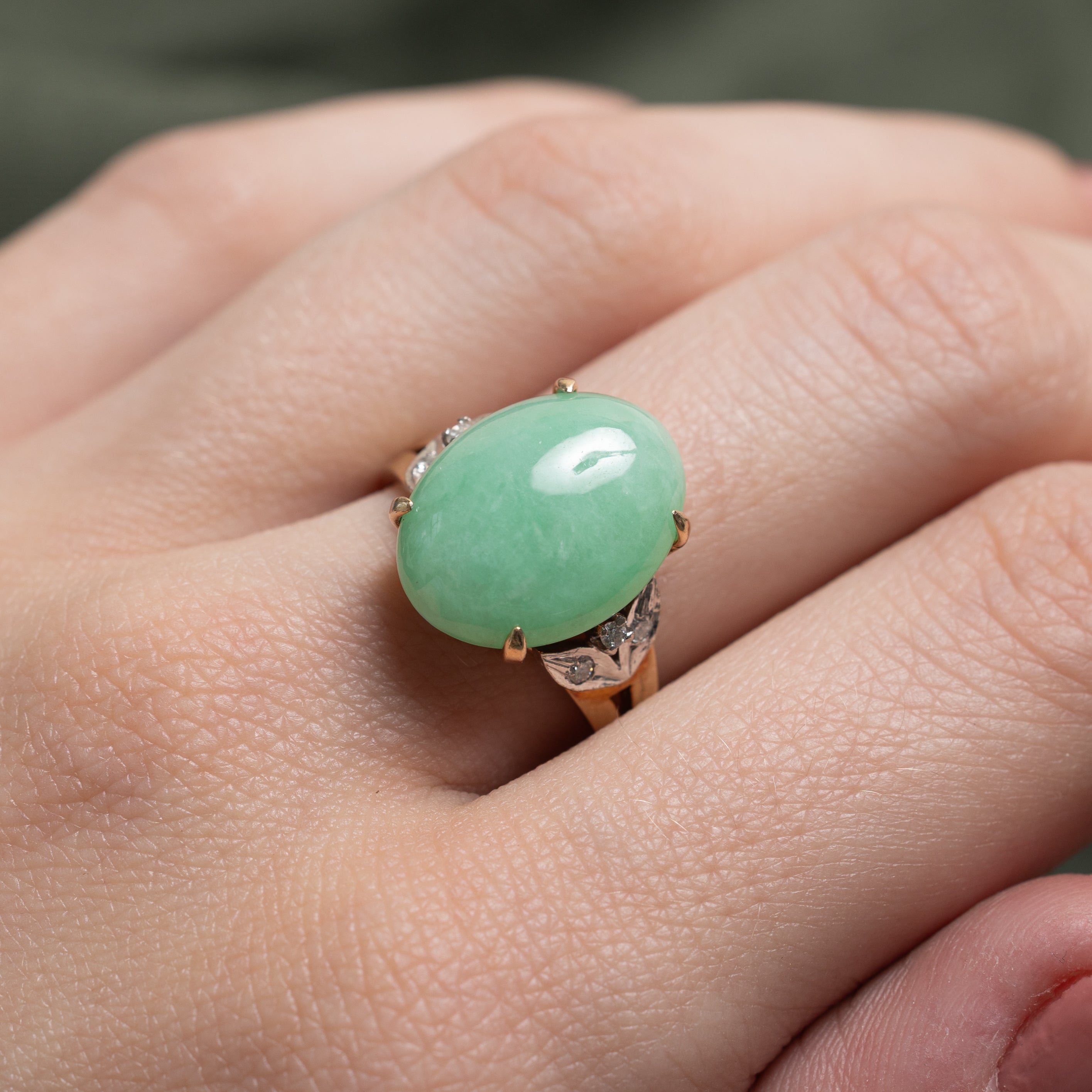 Jadeite & Diamond Cocktail Ring | 9.10ct, 0.06ctw | SZ 7