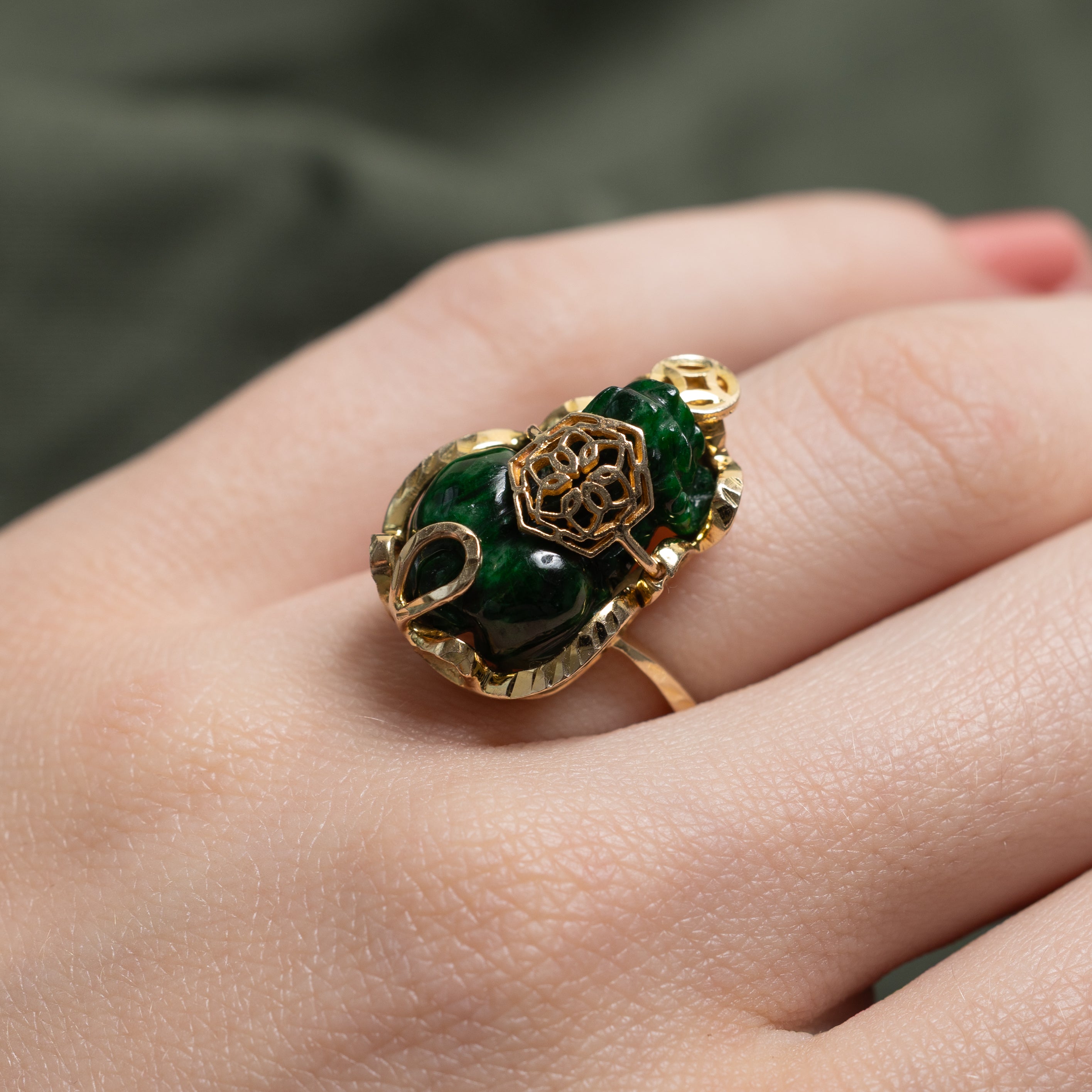 Raw Jadeite Openwork Abstract Ring | 9.00ct | SZ 5.5