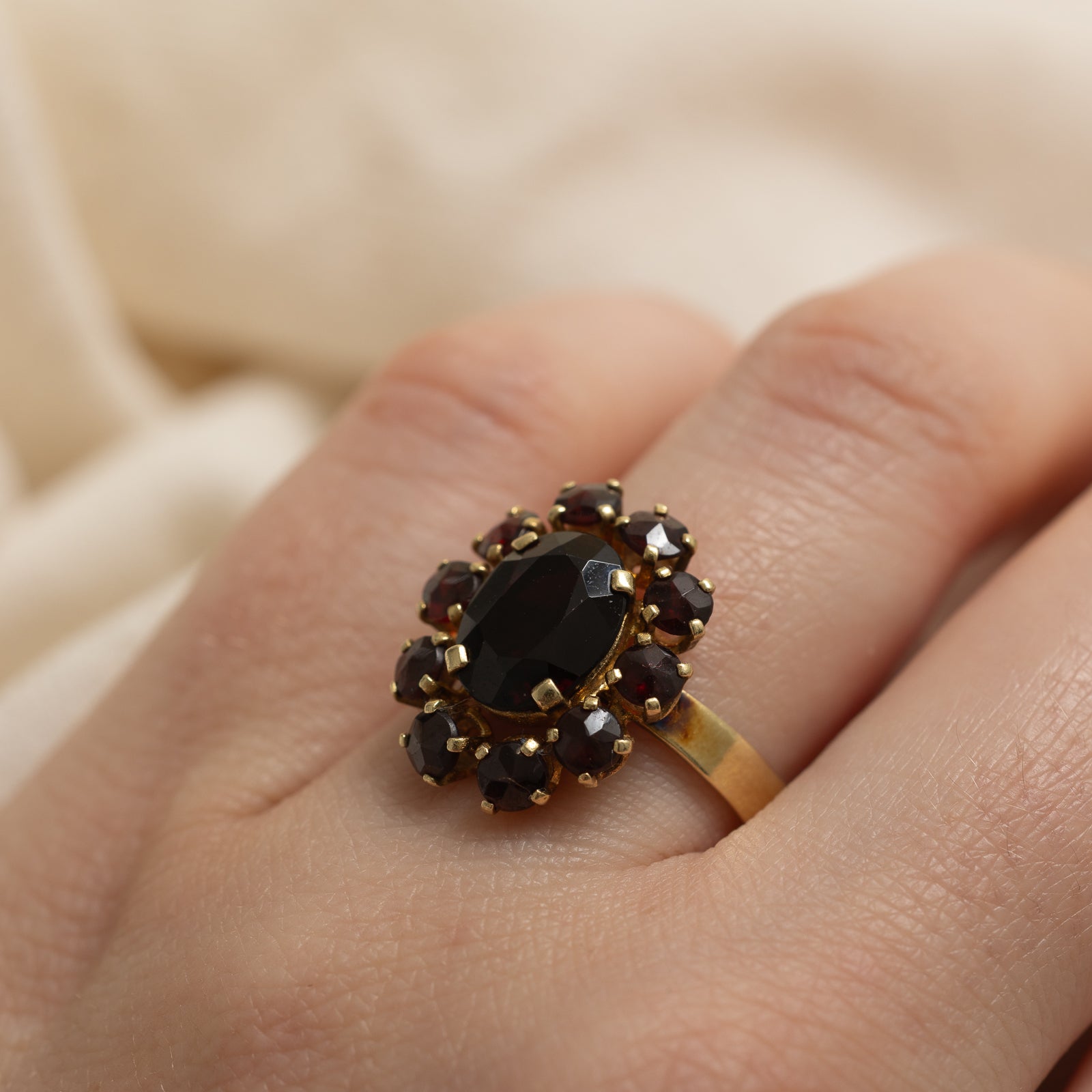 Halo Garnet Cocktail Ring | 4.00ctw | SZ 8.25