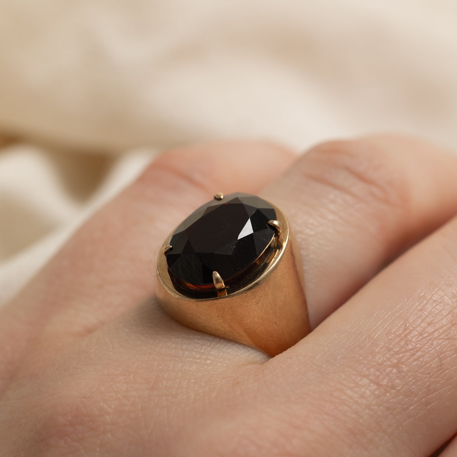 1972 Birmingham 9K Garnet Cocktail Ring | 4.00ct | SZ 6.75