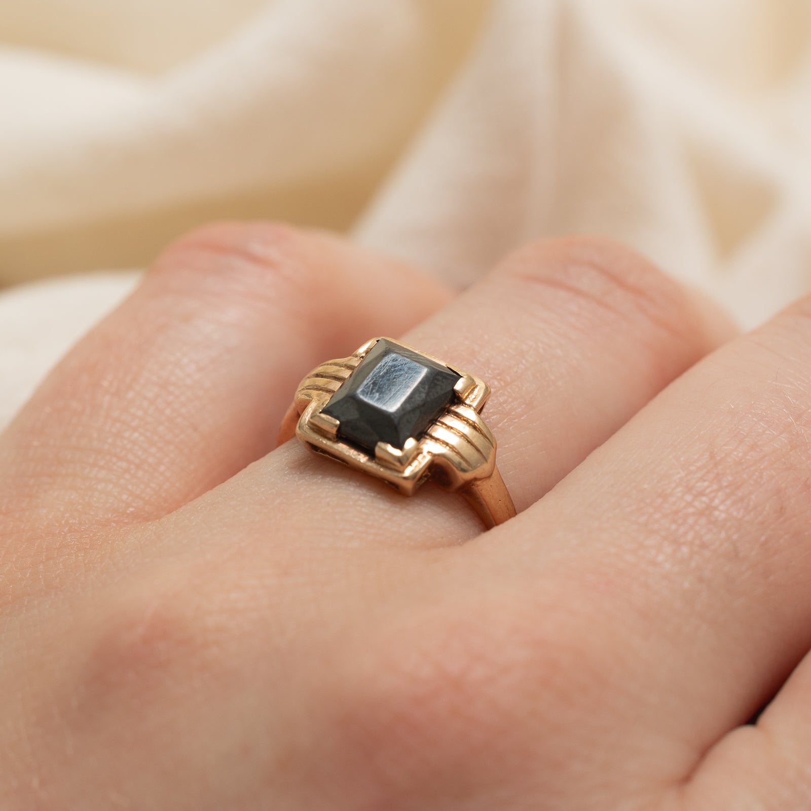 Vintage Canadian Hematite Textured Ring | 1.60ct | SZ 5.75