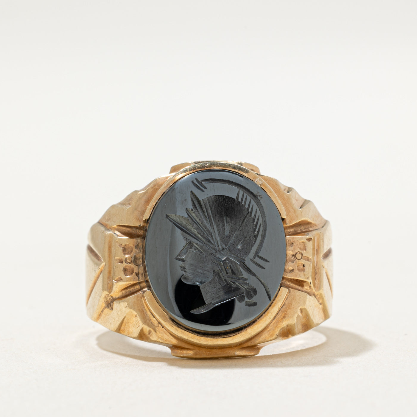 10K Intaglio Hematite Signet Ring | 5.00ct | SZ 8