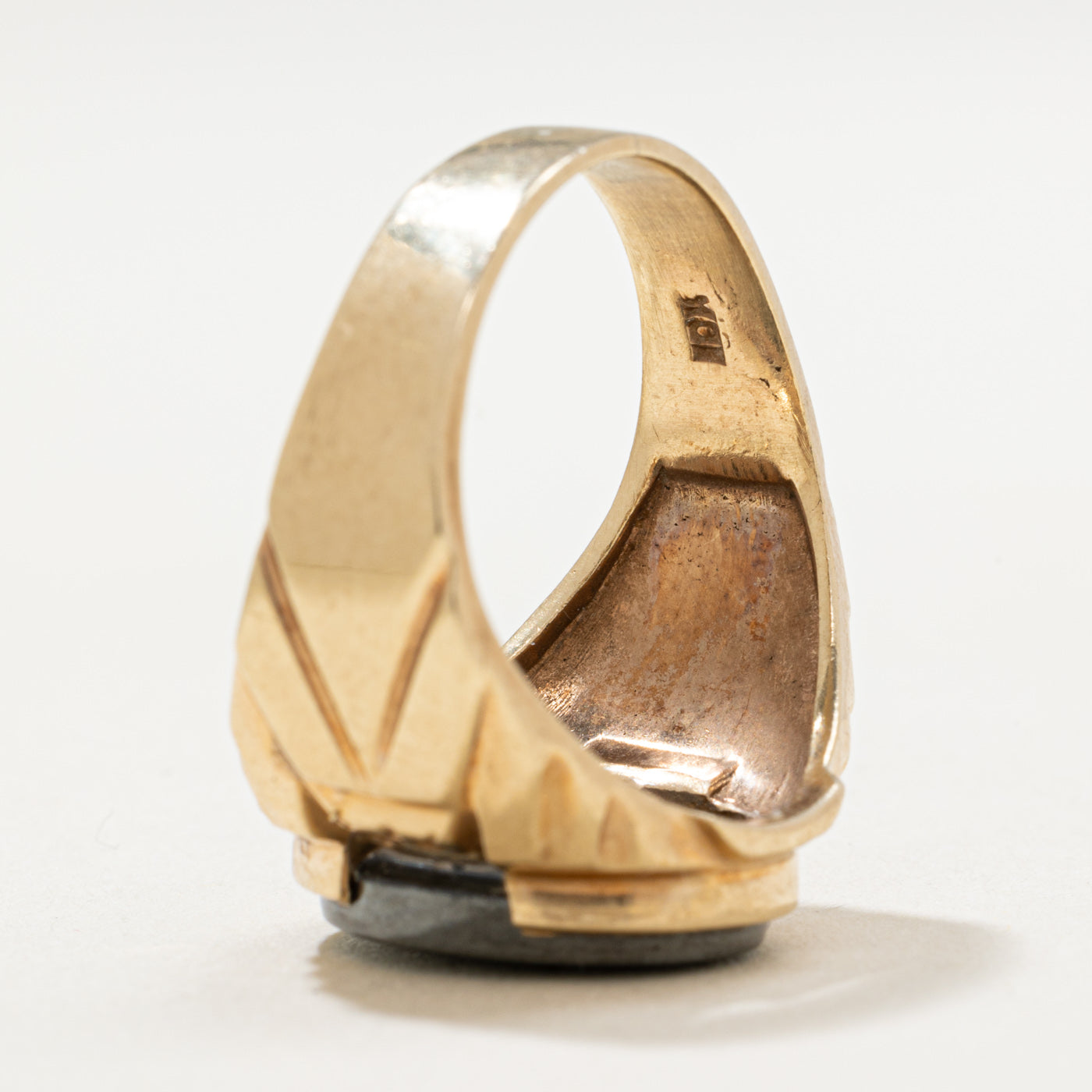 10K Intaglio Hematite Signet Ring | 5.00ct | SZ 8