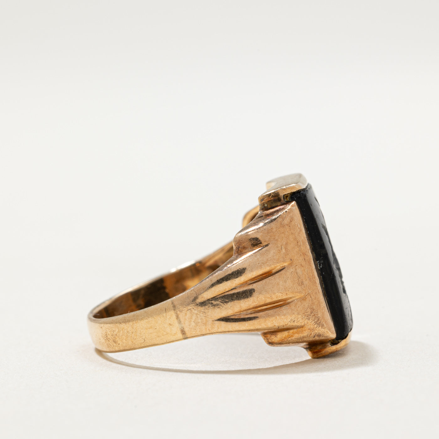 10K Intaglio Onyx Signet Ring | 2.00ct | SZ 9.25