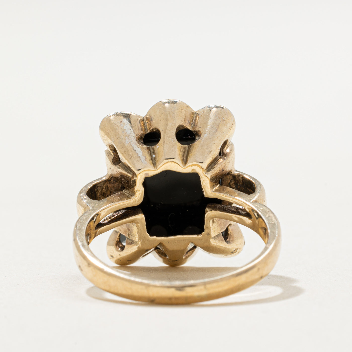 10K Onyx Scalloped Ring | 2.30ct | SZ 4.5