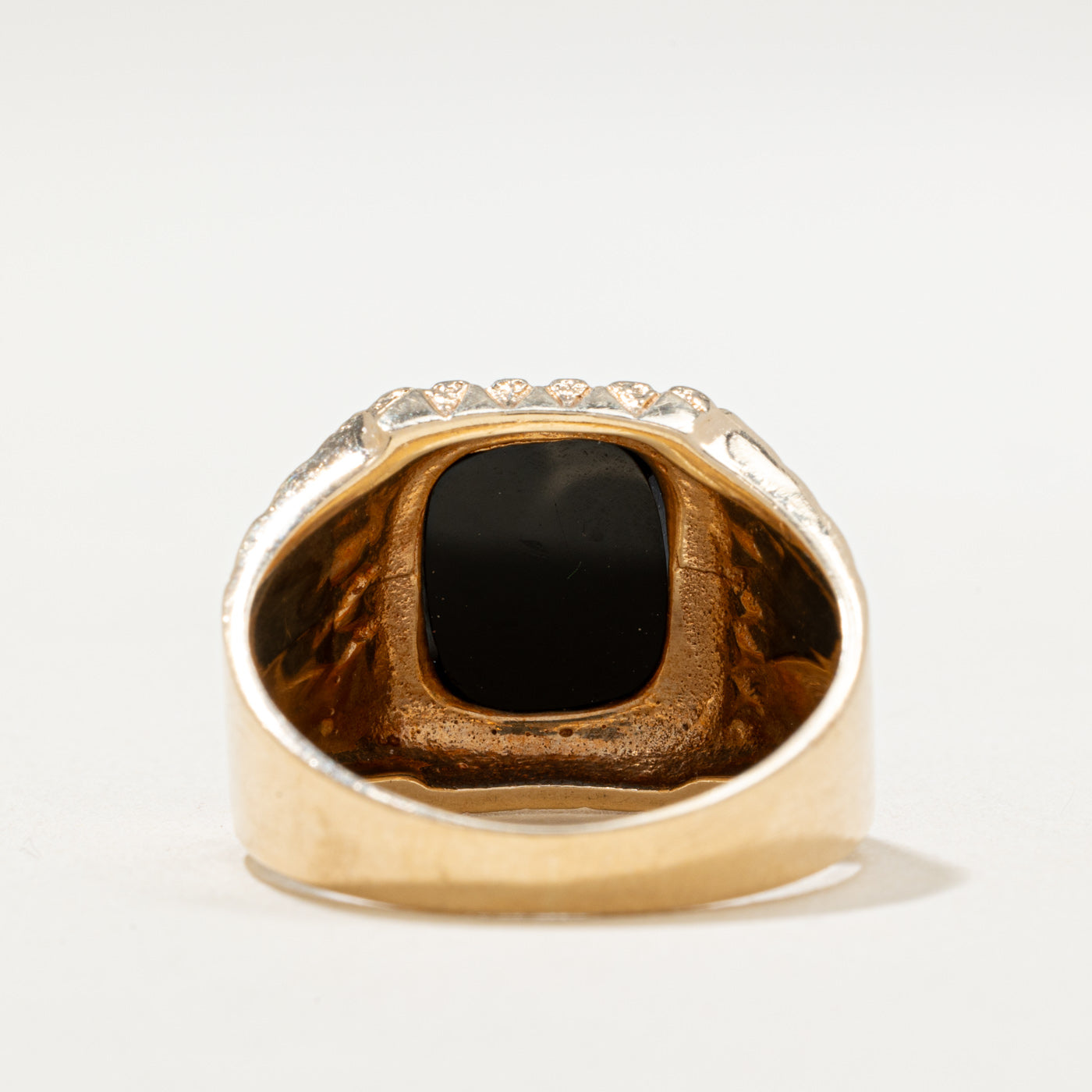 10K Onyx Textured Signet Ring | 2.00ct | SZ 8.5