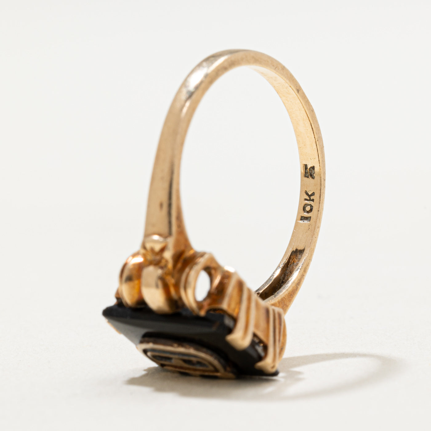 10K Onyx 'D' Initial Ring | 1.20ct | SZ 5.5