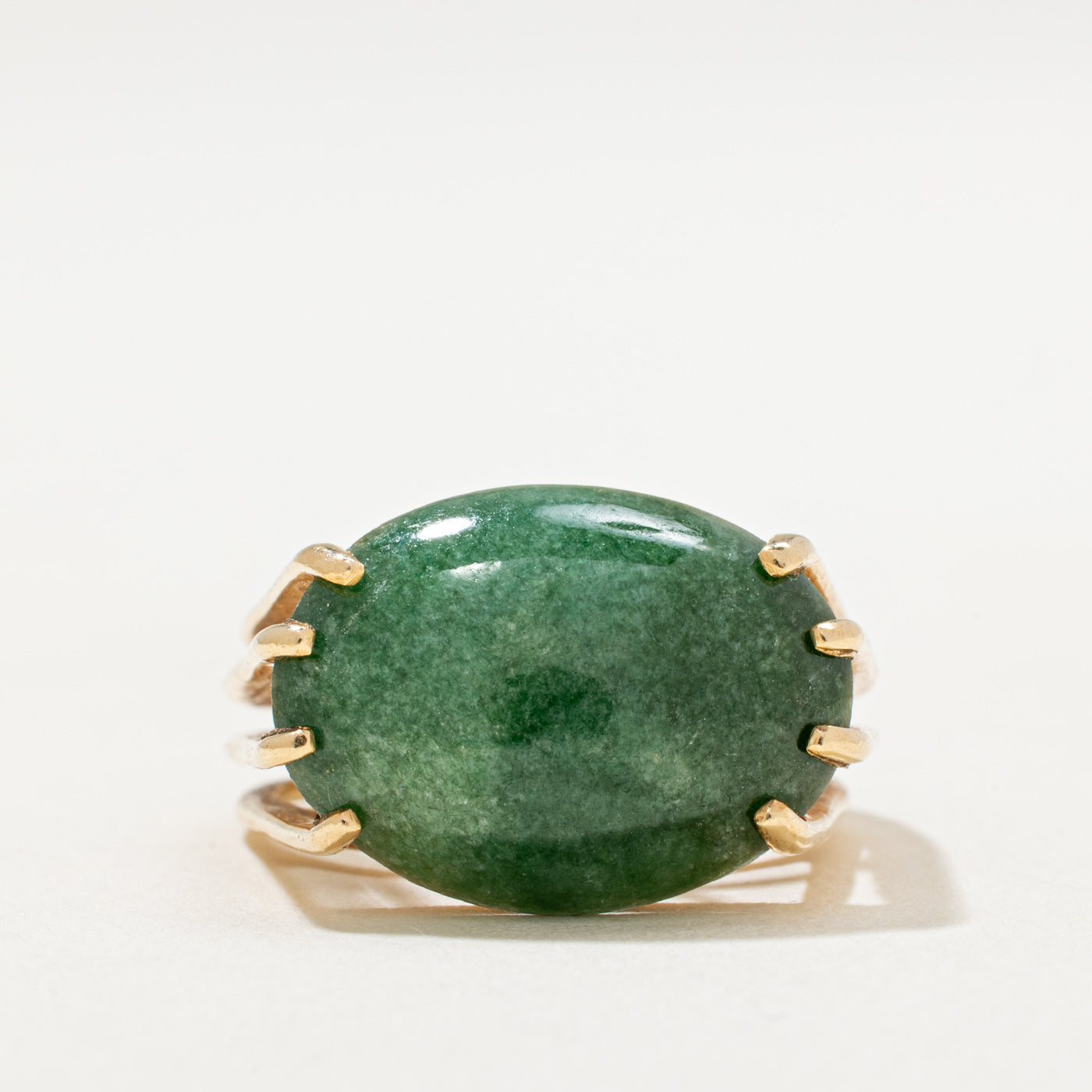 Vintage 14K Gold Aventurine Quartz Cocktail Ring | 7.20ct | SZ 6.5
