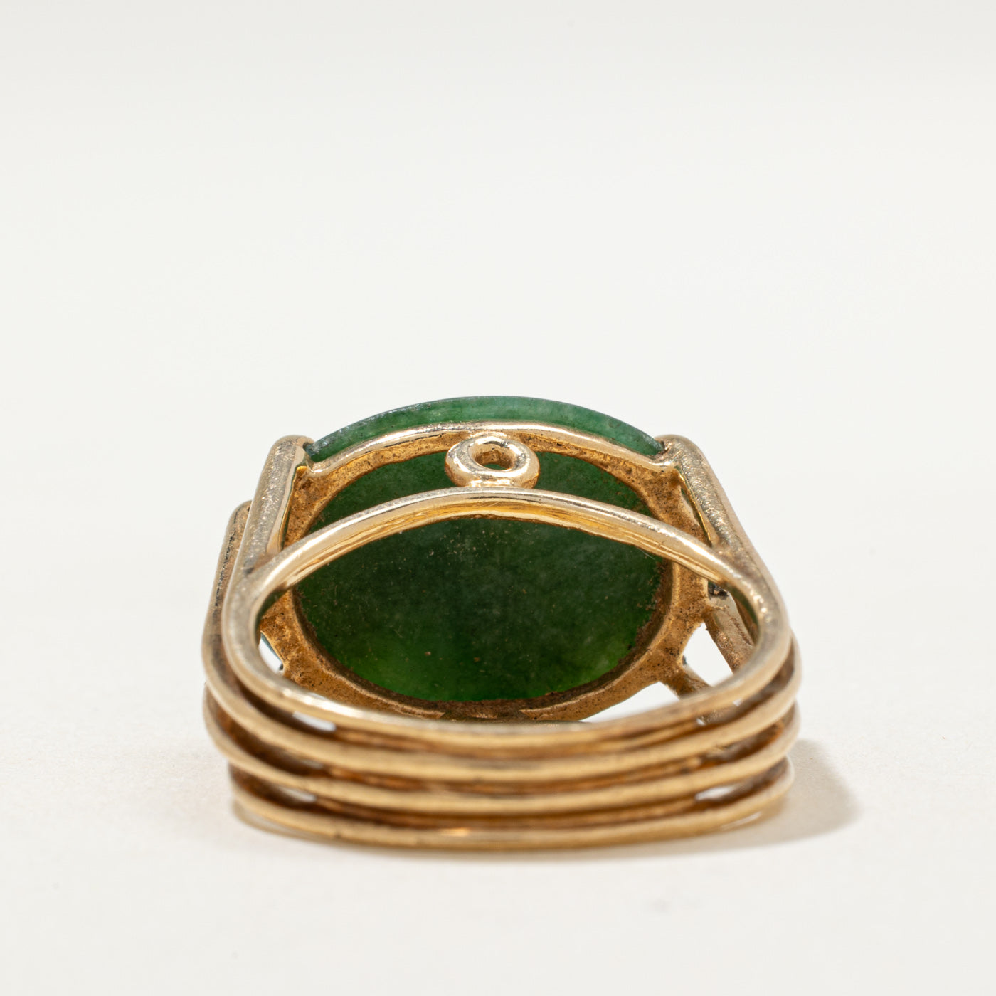 Vintage 14K Gold Aventurine Quartz Cocktail Ring | 7.20ct | SZ 6.5